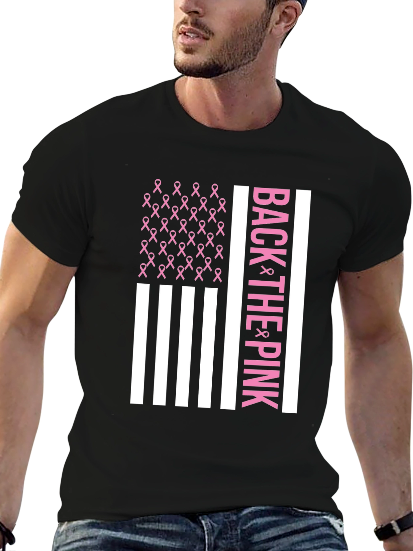 Back the Pink Breast Cancer Awareness Ribbon Flag T-Shirt