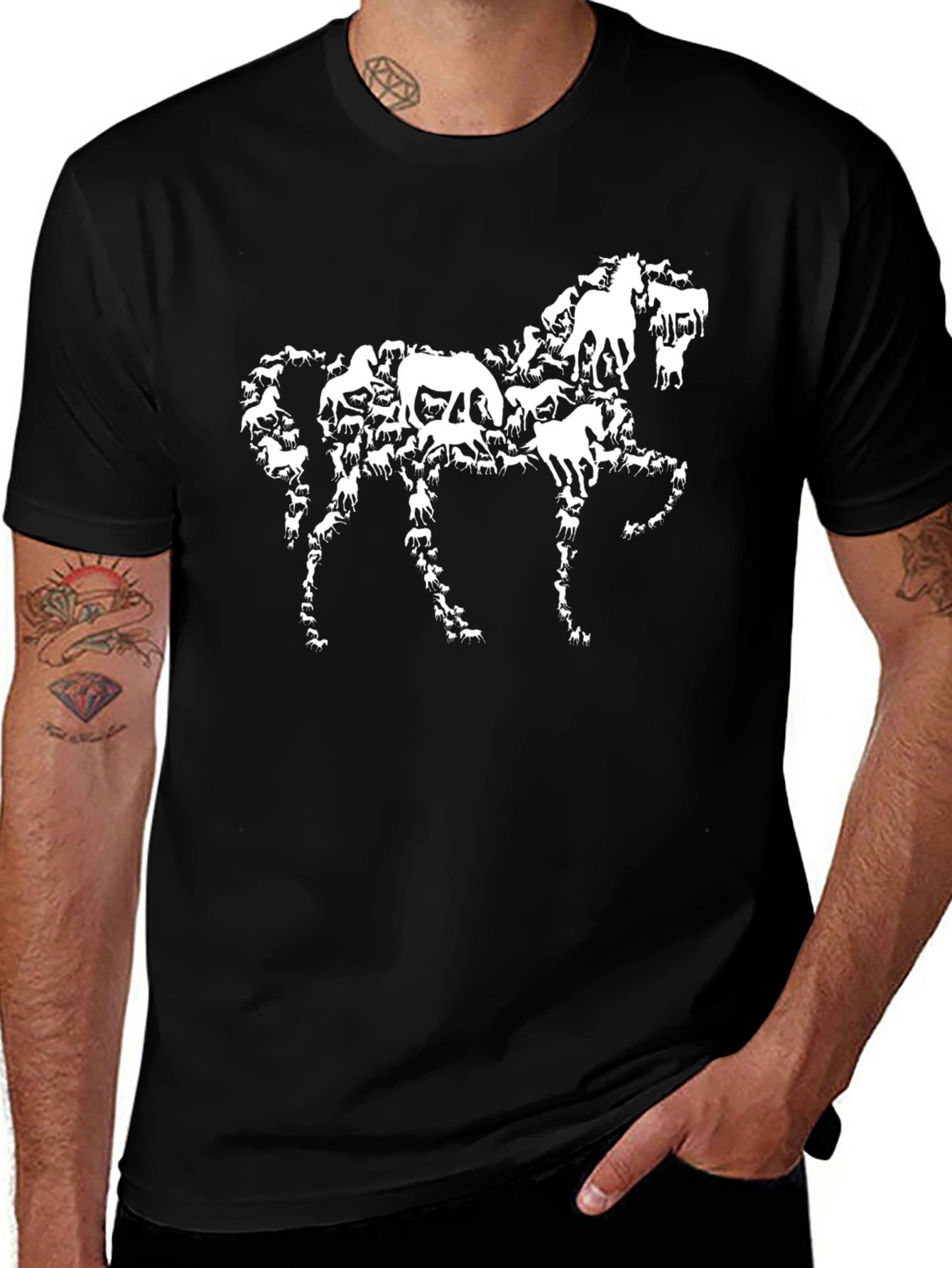 Horse Silhouette Graphic Tee - Black