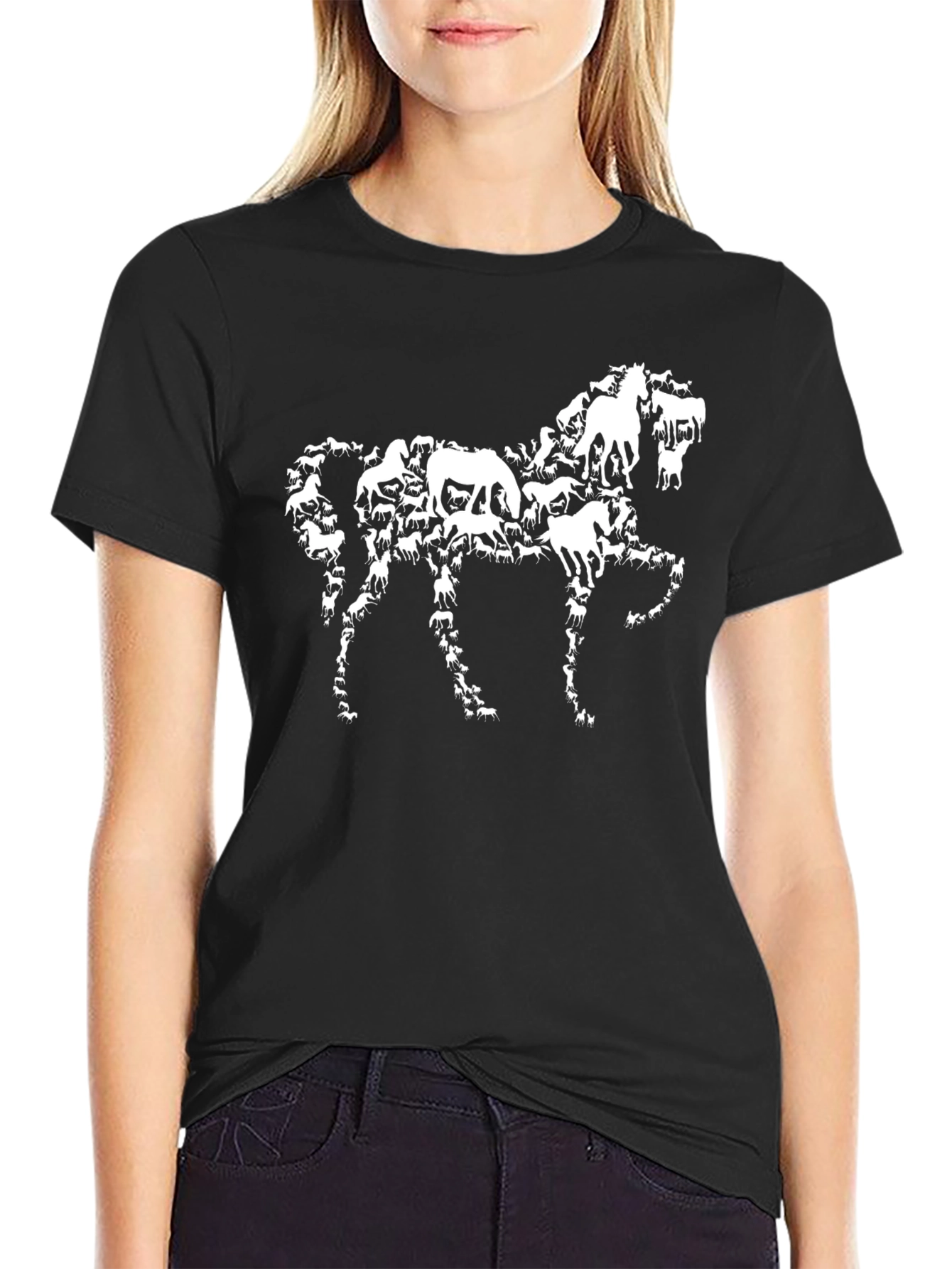 Horse Silhouette Graphic Tee - Black