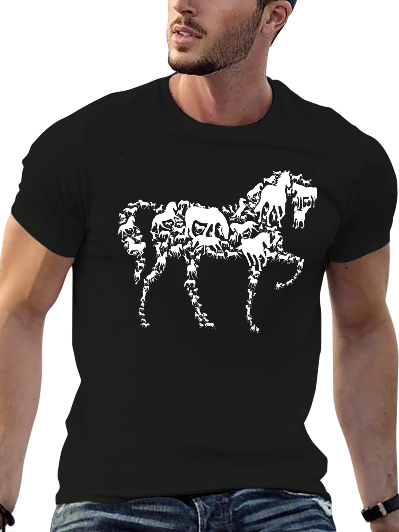 Horse Silhouette Graphic Tee - Black