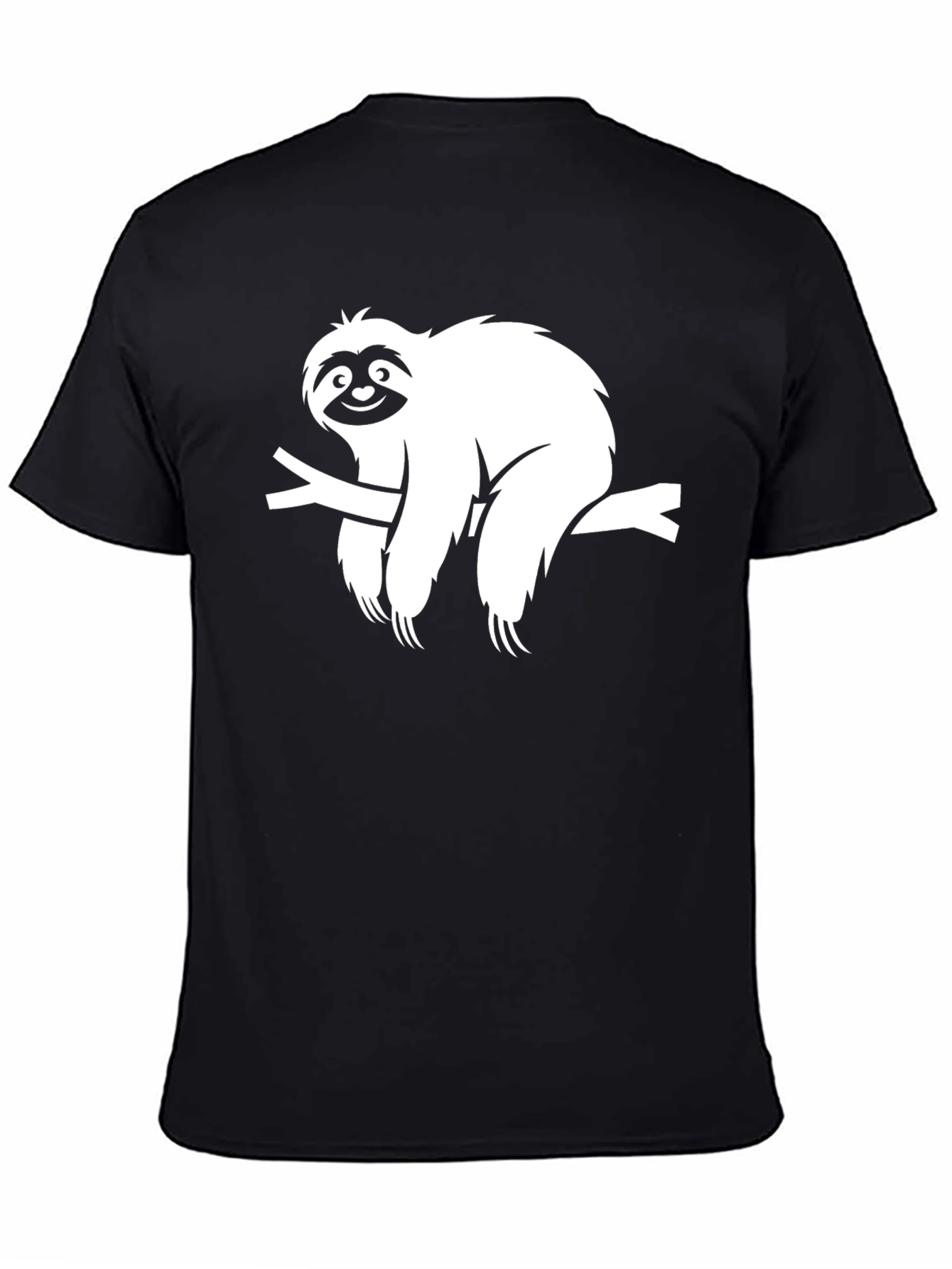 Sloth on Branch Graphic Tee - Unisex Black T-Shirt