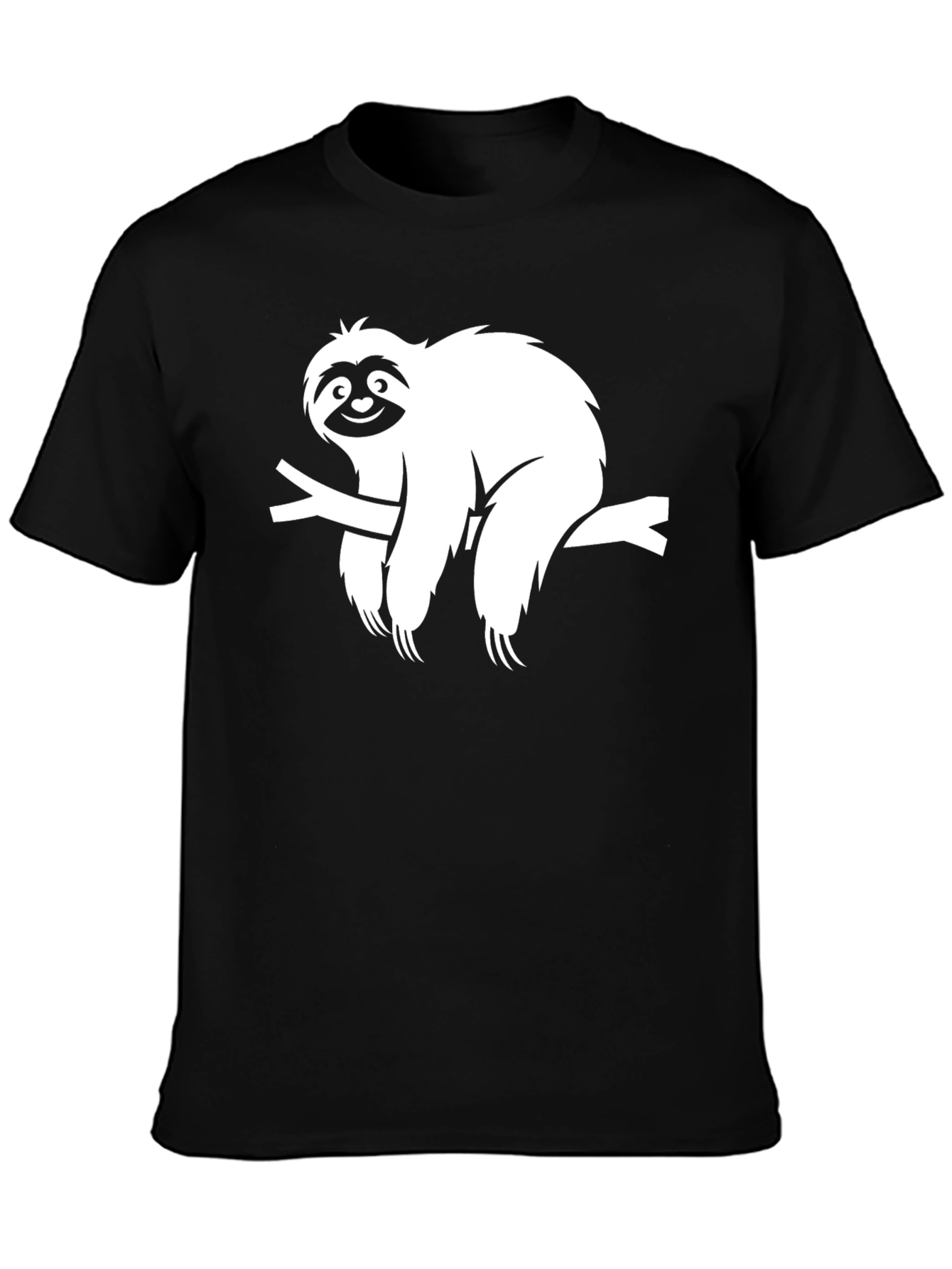 Sloth on Branch Graphic Tee - Unisex Black T-Shirt