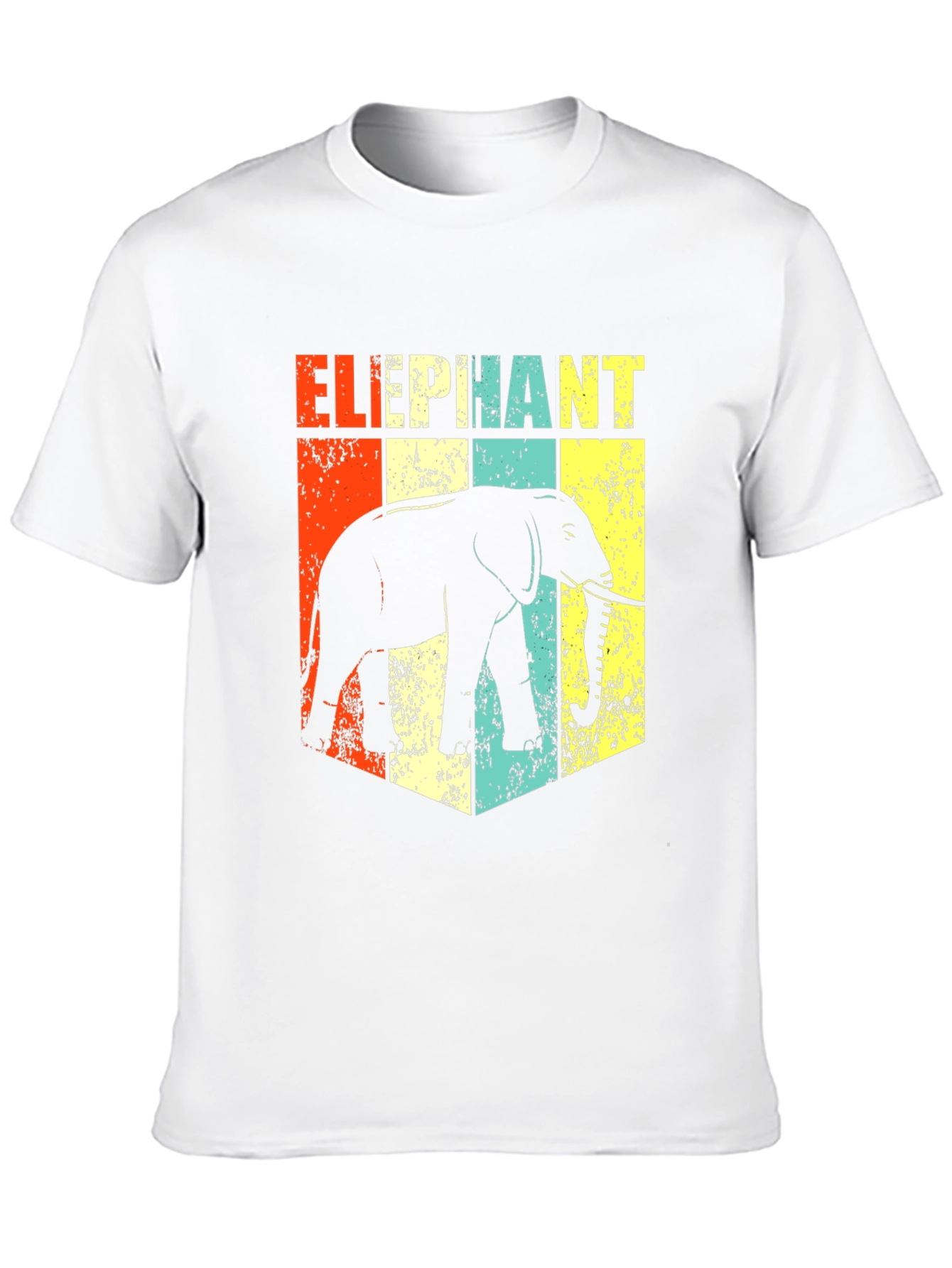 Retro Elephant Graphic Print Black T-Shirt