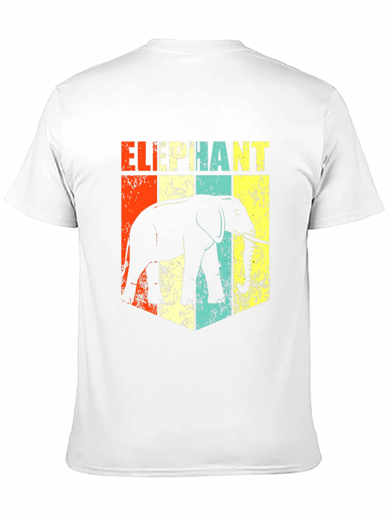 Retro Elephant Graphic Print Black T-Shirt