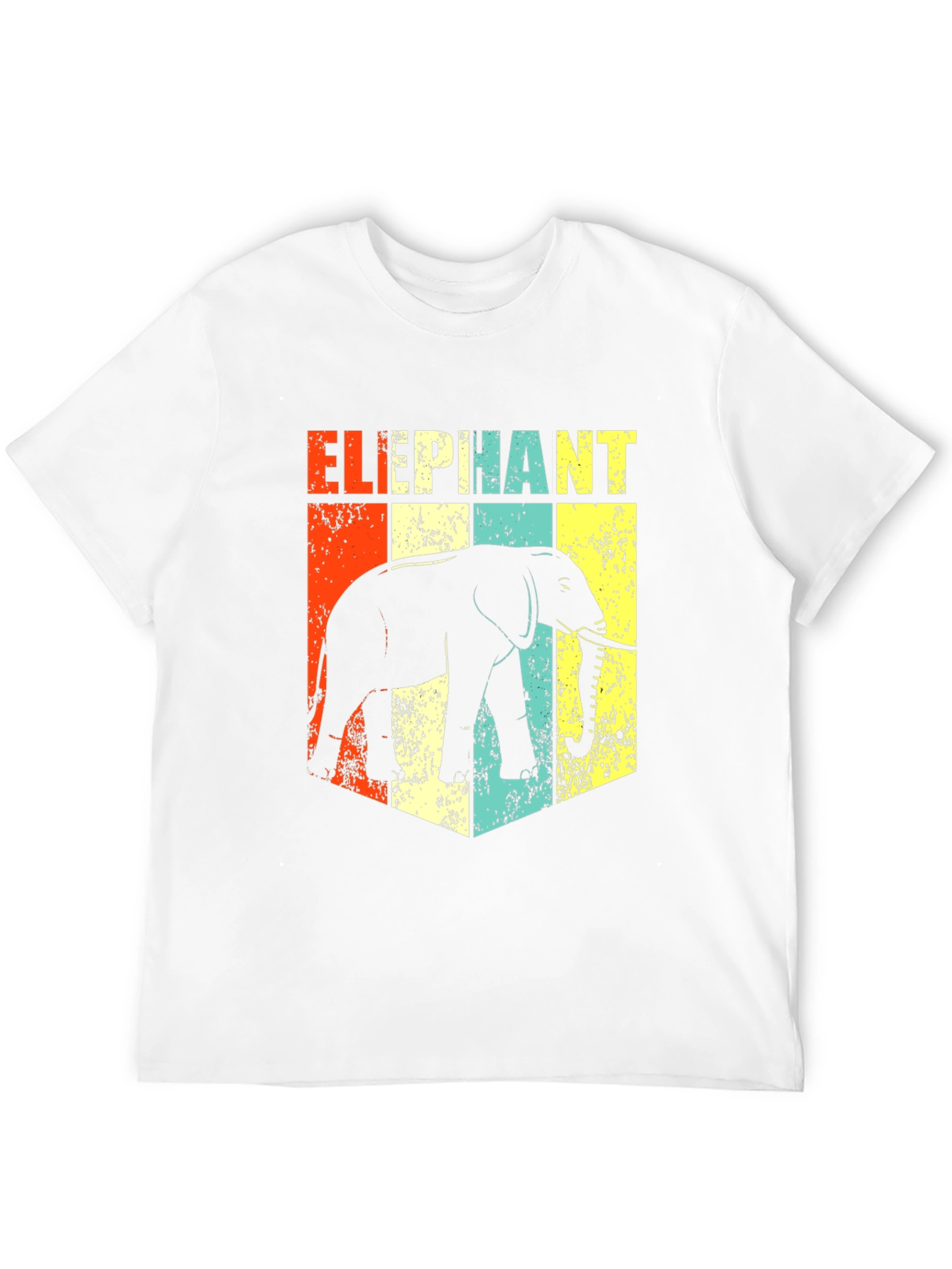 Retro Elephant Graphic Print Black T-Shirt