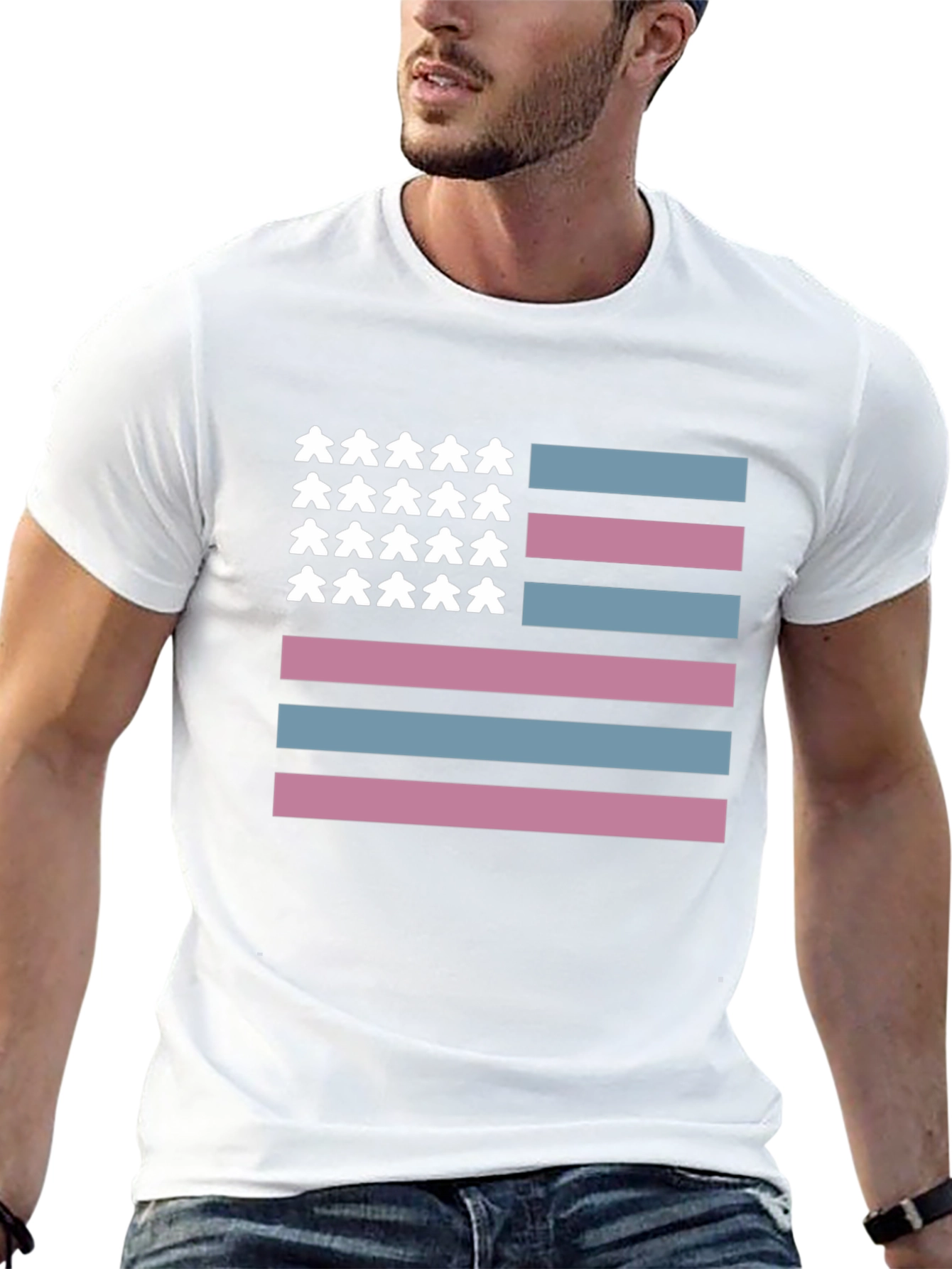 Transgender Pride American Flag T-Shirt