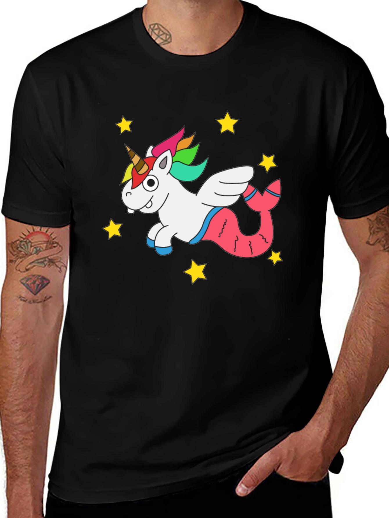 Unicorn Mermaid Black T-Shirt