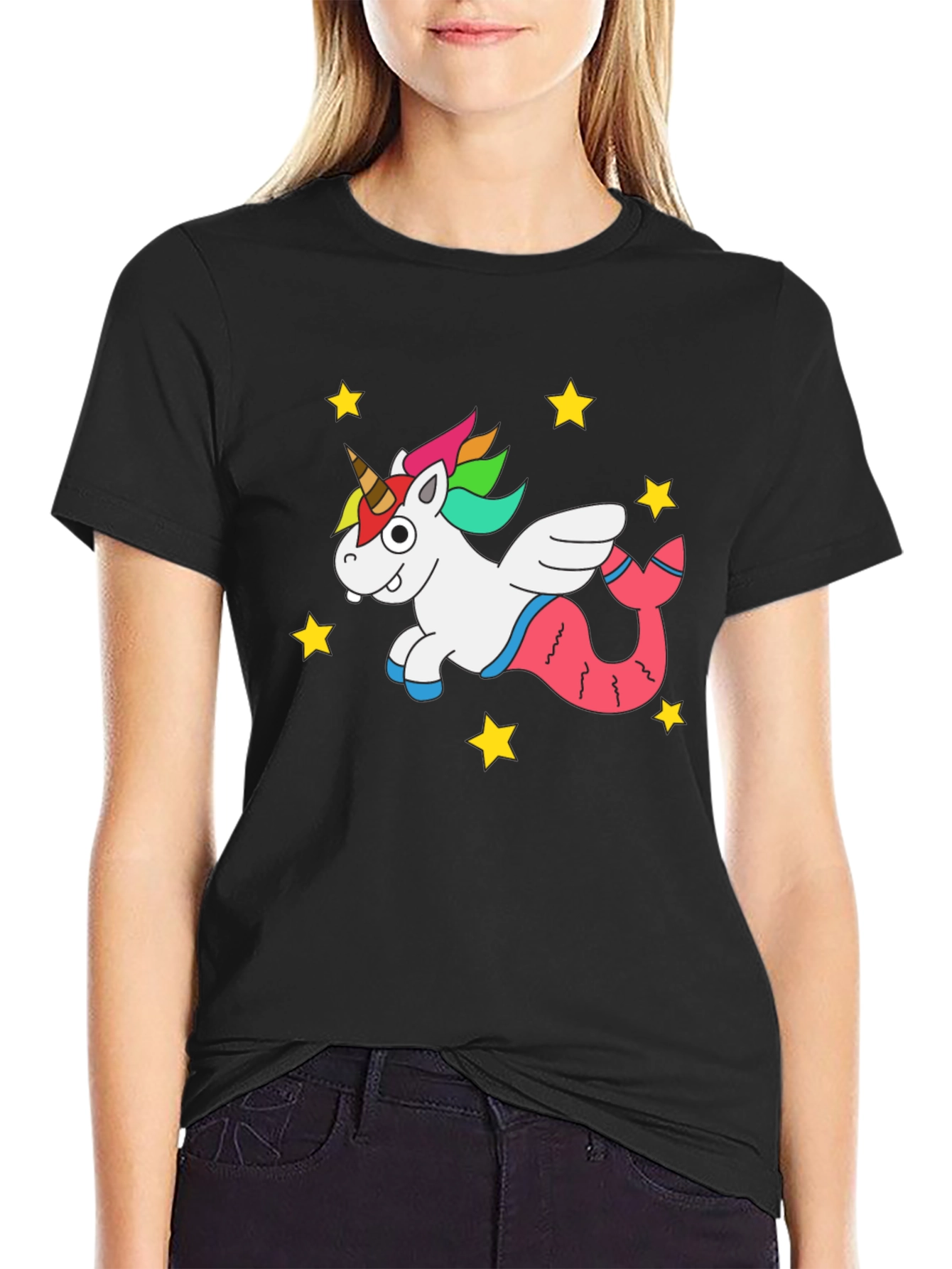 Unicorn Mermaid Black T-Shirt