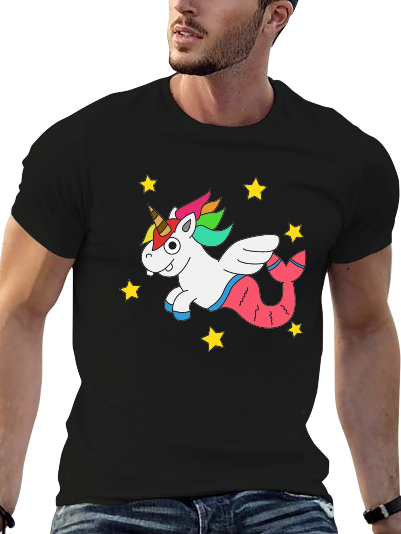 Unicorn Mermaid Black T-Shirt