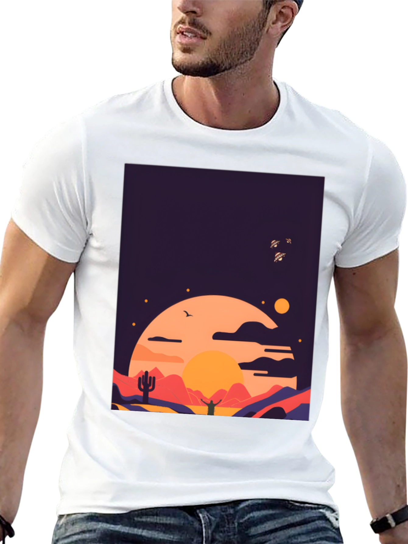 Desert Sunset Graphic Tee - Stylish Cotton T-Shirt