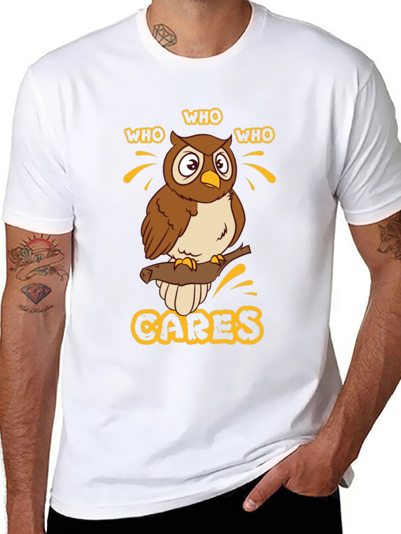 Who Cares Owl Graphic T-Shirt