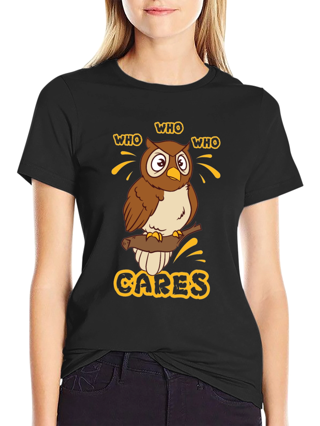 Who Cares Owl Graphic T-Shirt