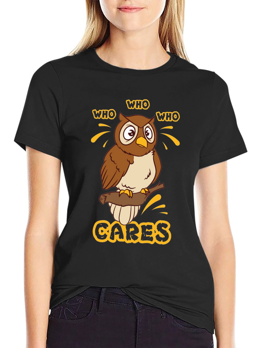 Who Cares Owl Graphic T-Shirt