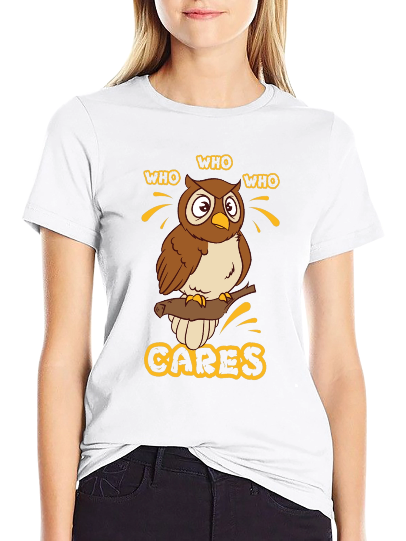Who Cares Owl Graphic T-Shirt