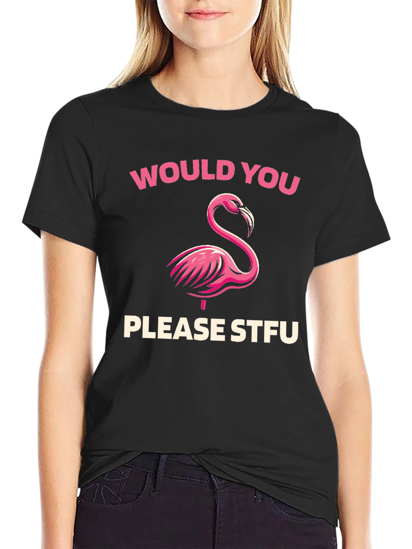 Flamingo STFU Graphic Tee - Casual Black T-Shirt