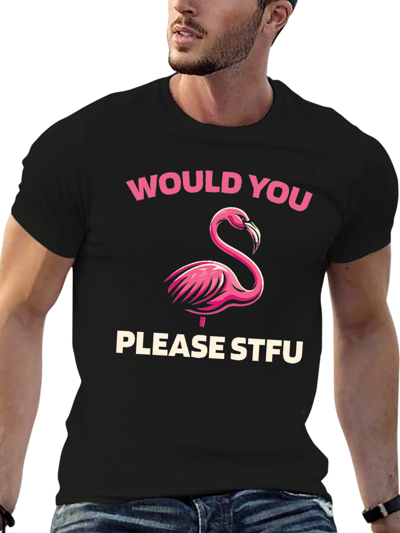 Flamingo STFU Graphic Tee - Casual Black T-Shirt