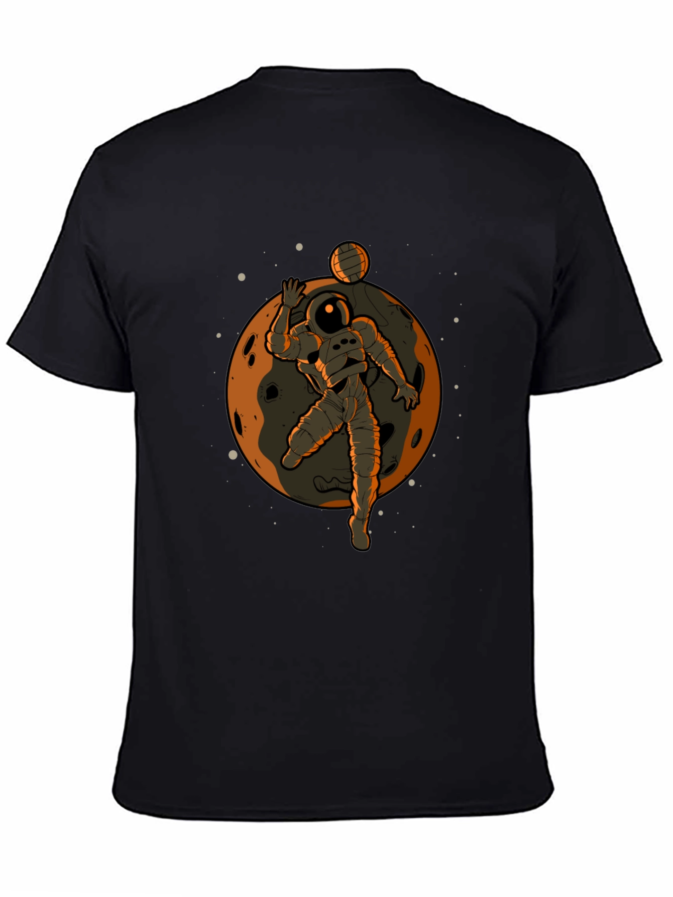 Astronaut Volleyball Graphic Tee - Black Cotton T-Shirt
