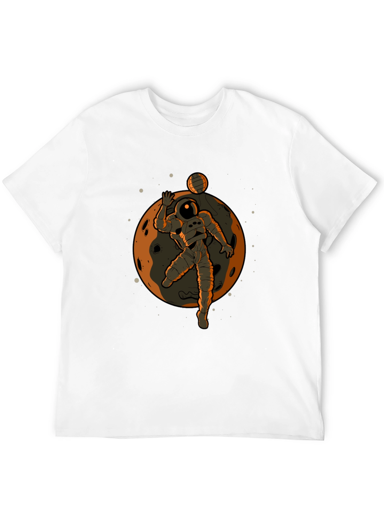 Astronaut Volleyball Graphic Tee - Black Cotton T-Shirt