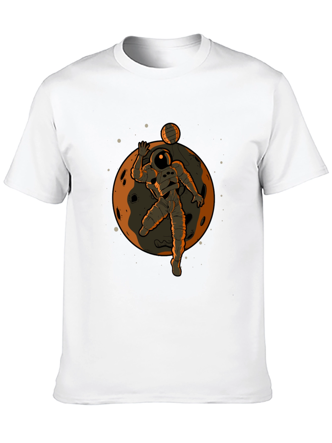 Astronaut Volleyball Graphic Tee - Black Cotton T-Shirt