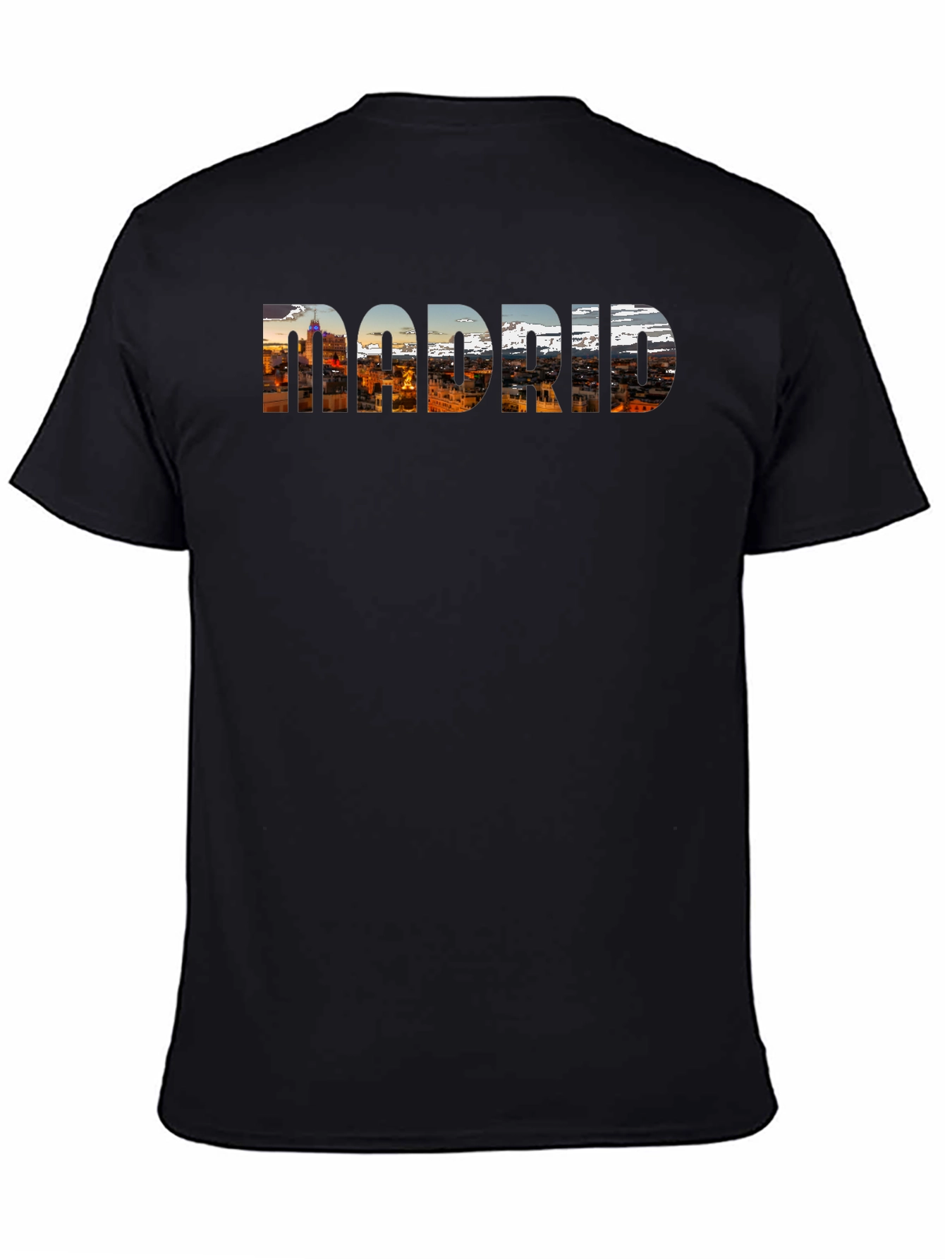 Madrid Cityscape Mens Black T-Shirt