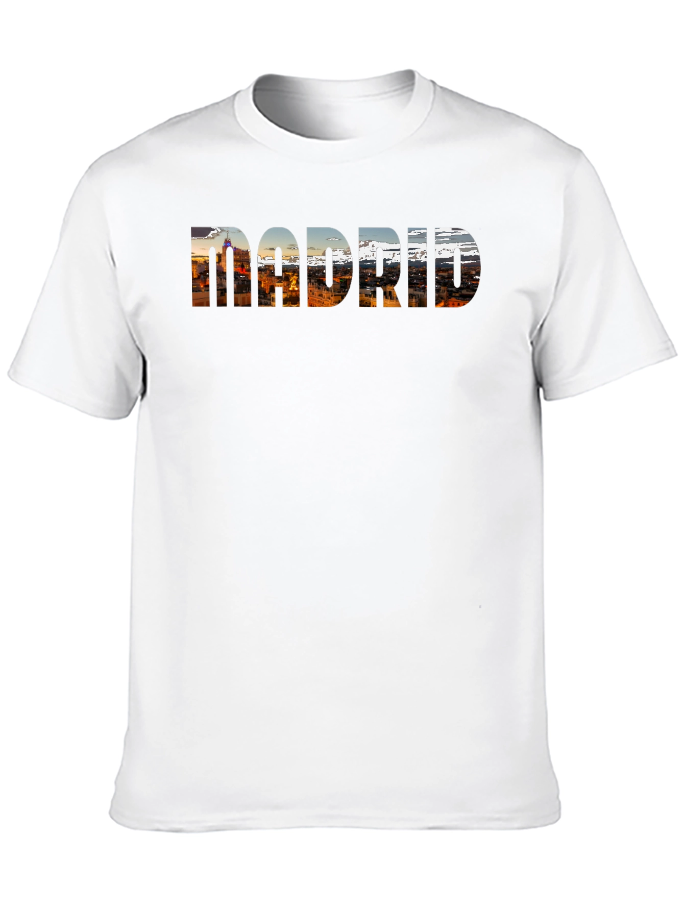 Madrid Cityscape Mens Black T-Shirt