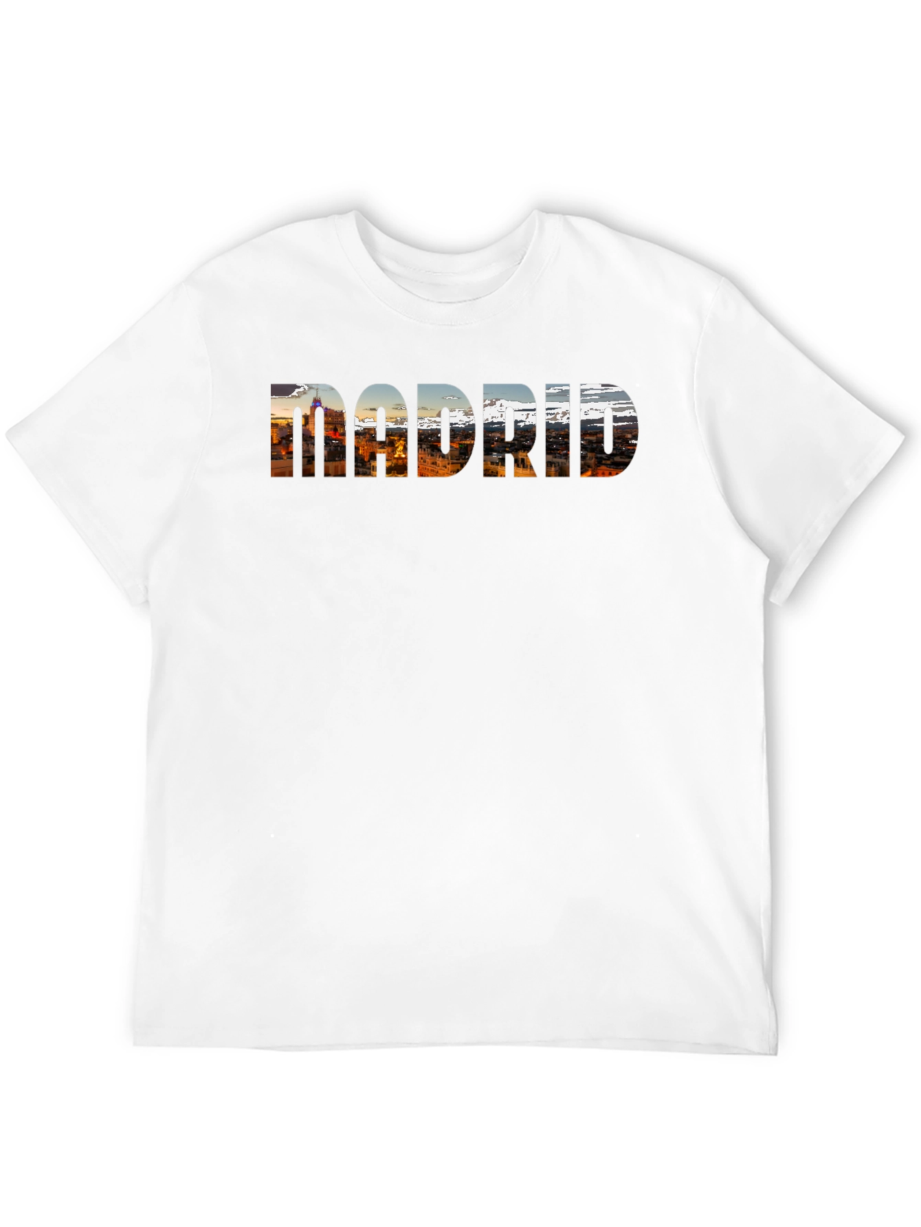 Madrid Cityscape Mens Black T-Shirt