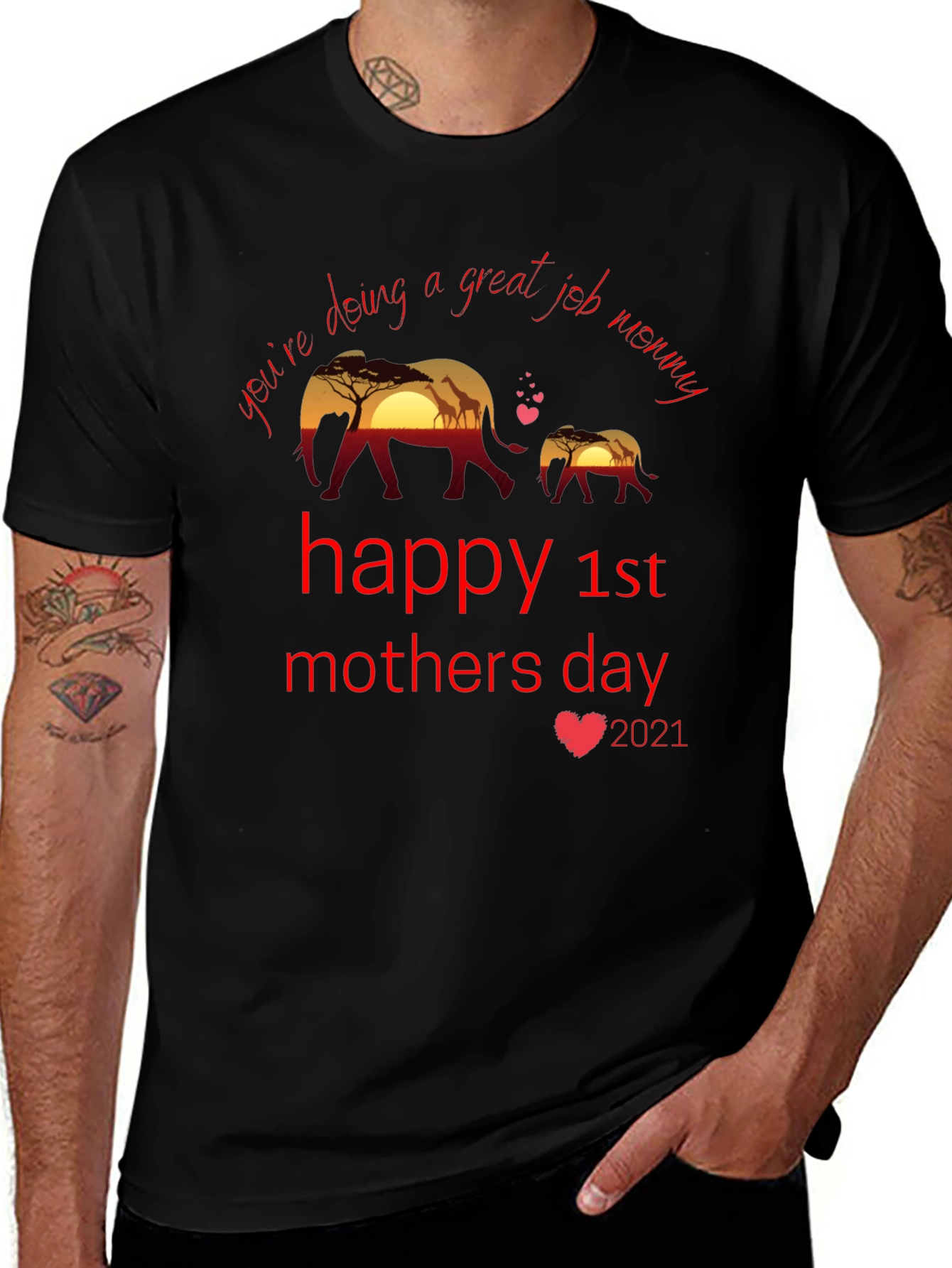 Happy 1st Mothers Day Elephant Graphic Tee
