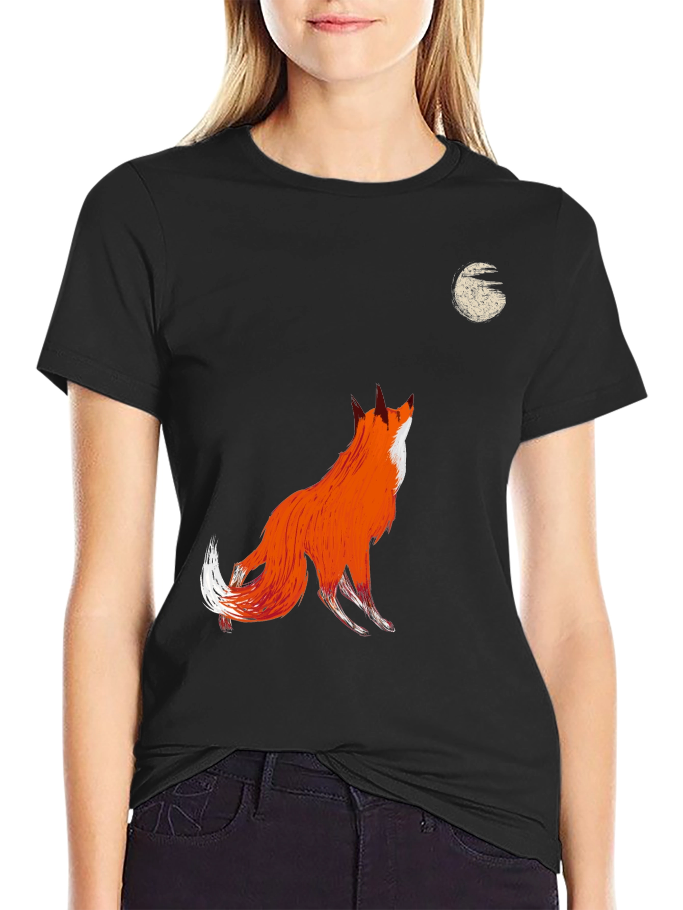 Fox Howling at Moon Graphic Tee