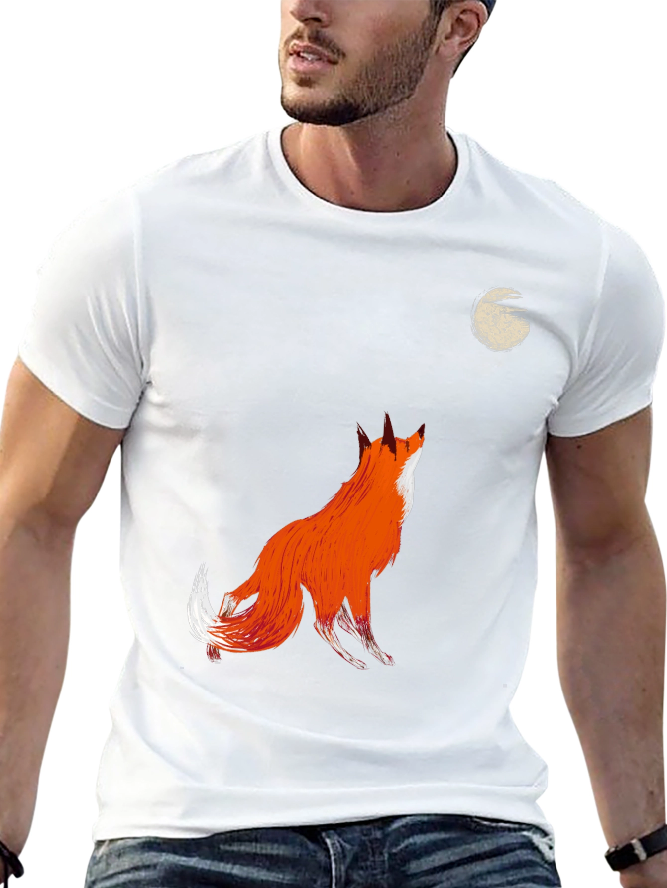 Fox Howling at Moon Graphic Tee