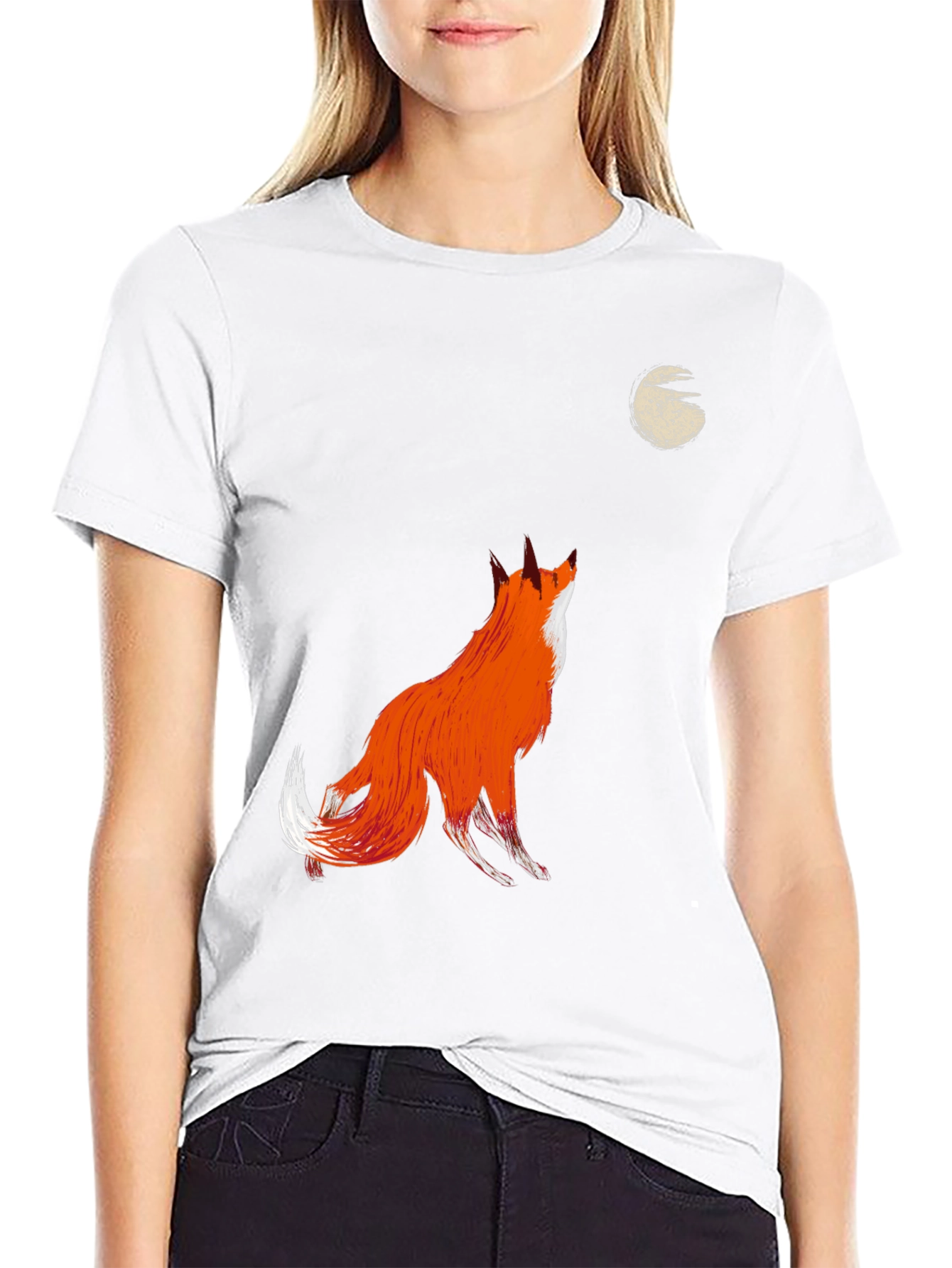 Fox Howling at Moon Graphic Tee