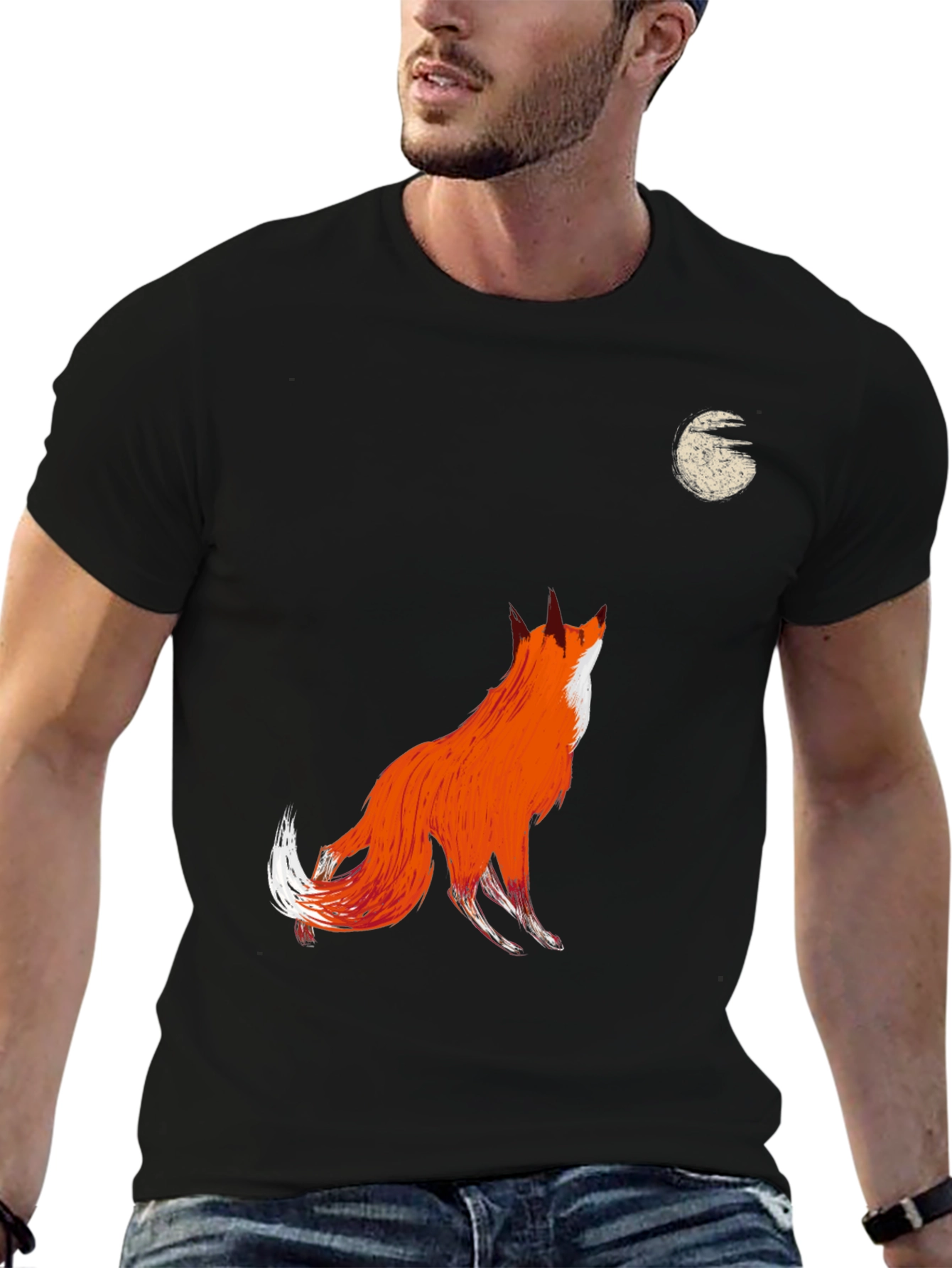 Fox Howling at Moon Graphic Tee