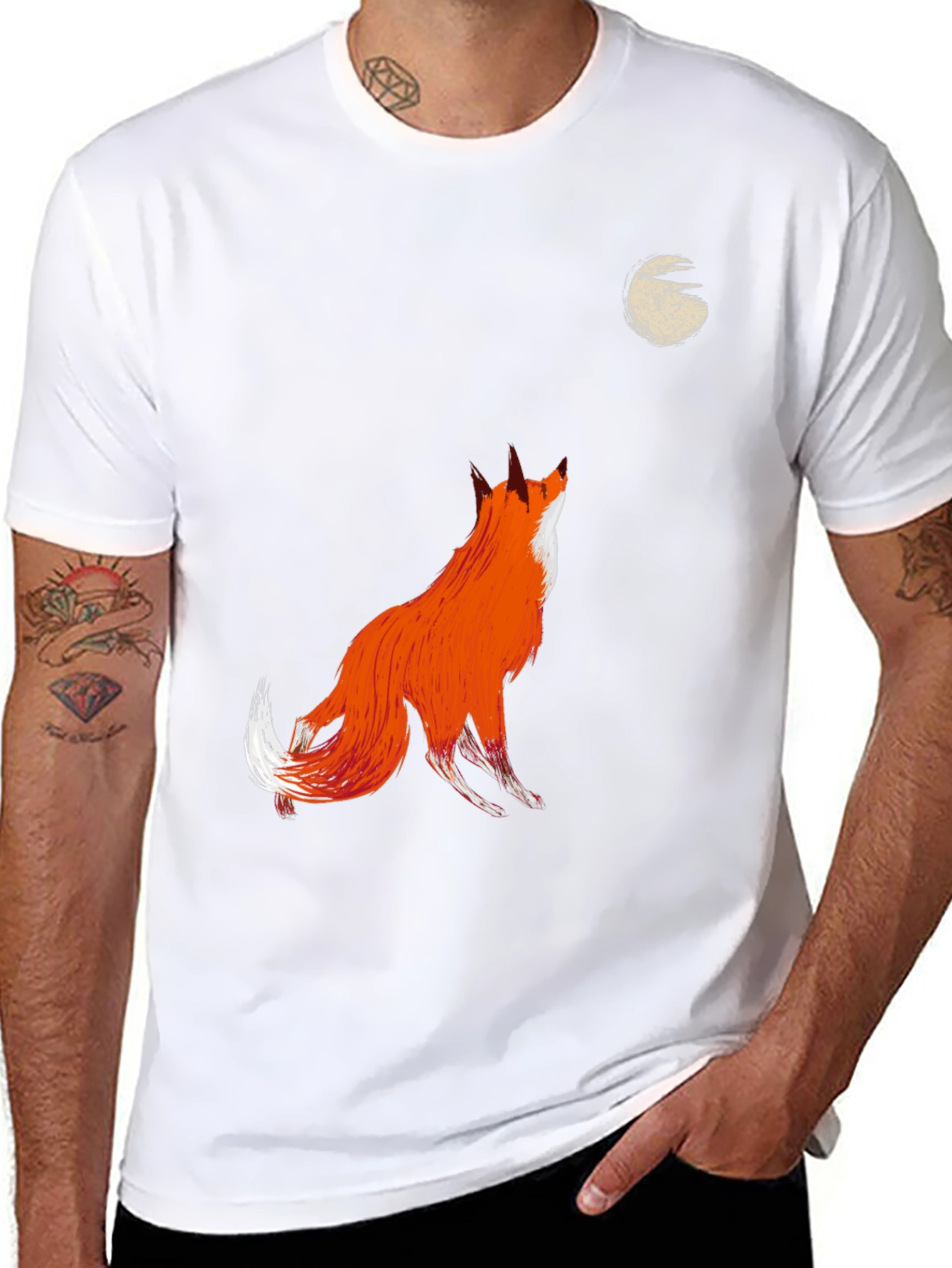 Fox Howling at Moon Graphic Tee
