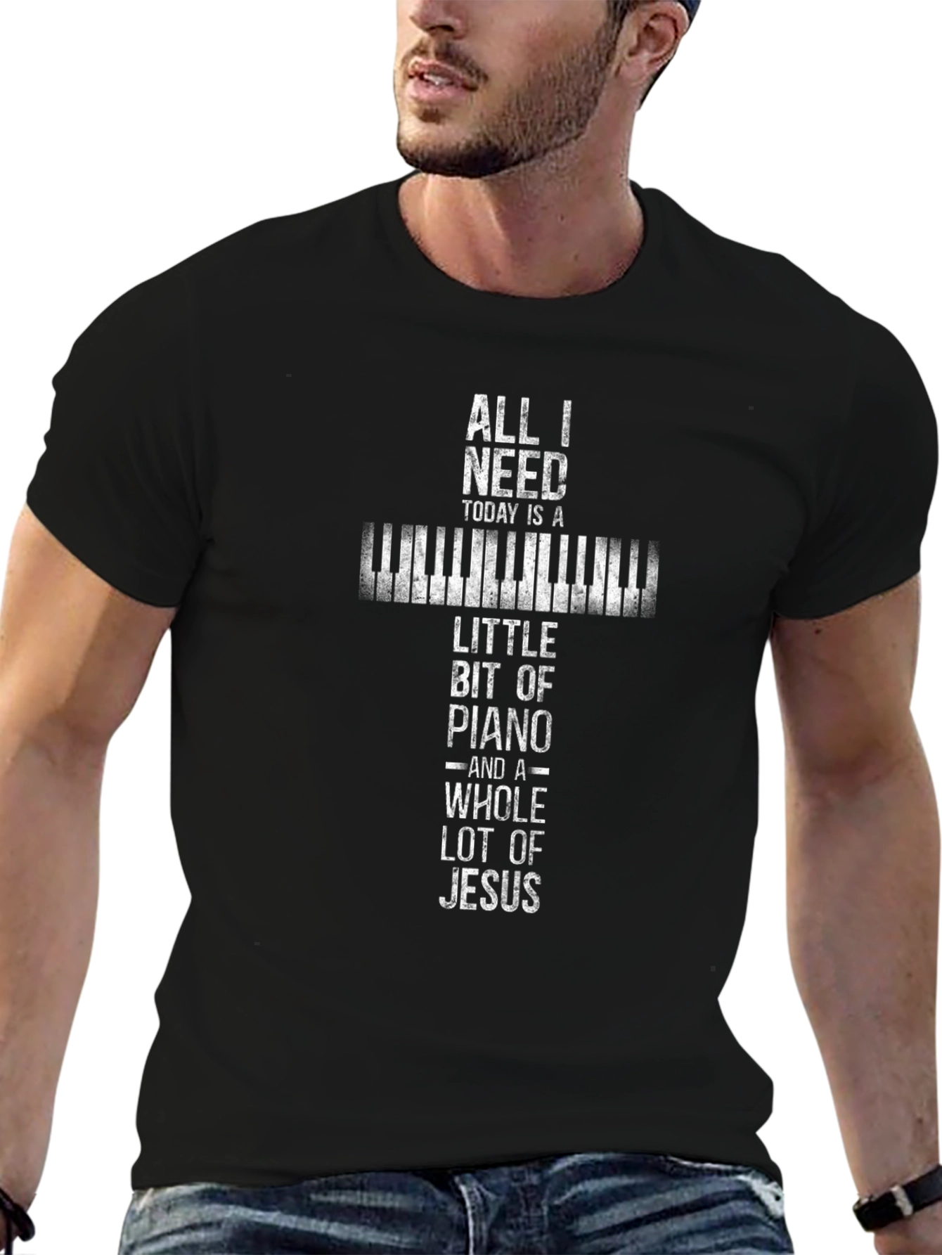 Piano and Jesus Black T-Shirt
