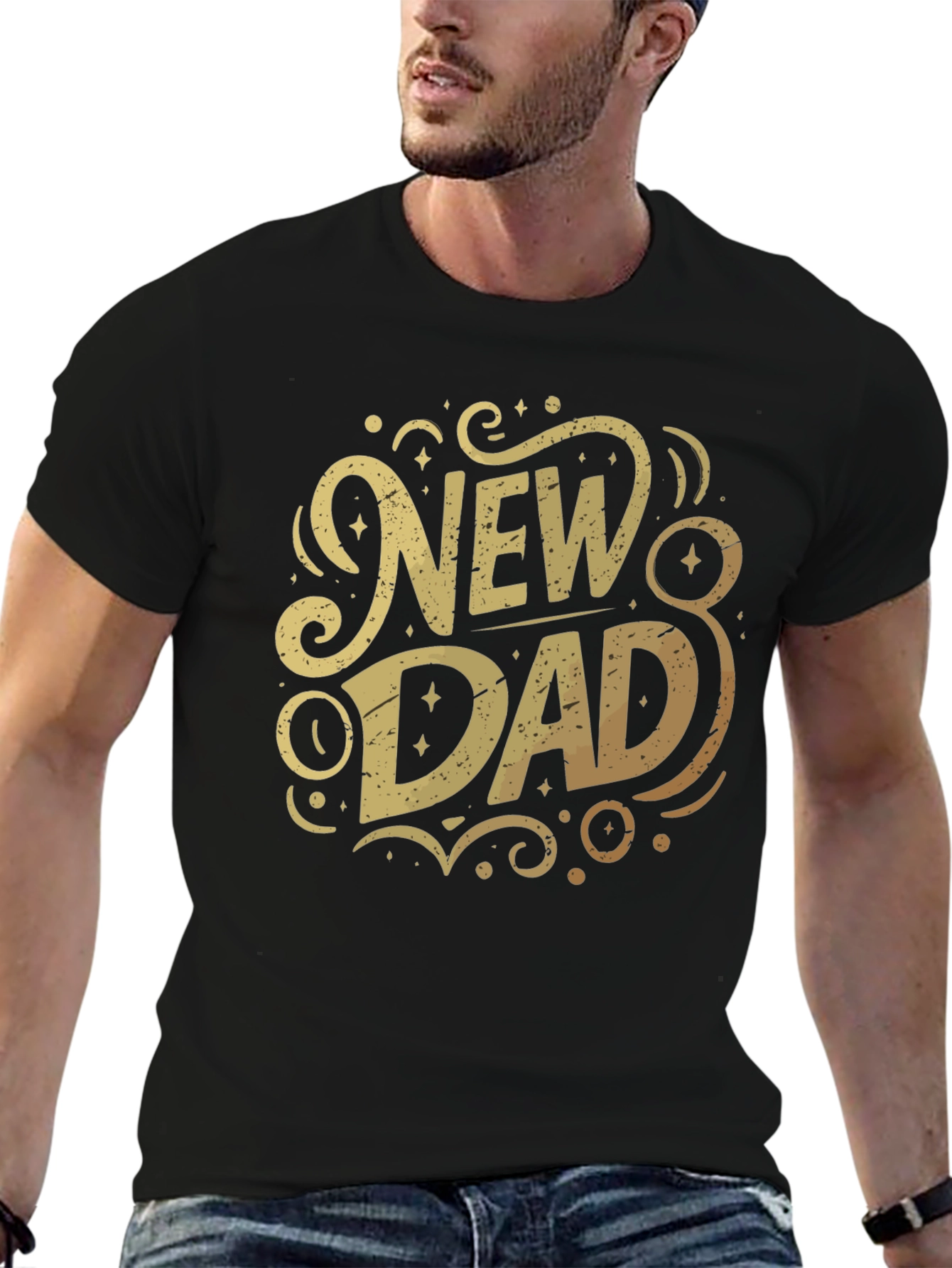 New Dad Graphic T-Shirt - Black Cotton Tee