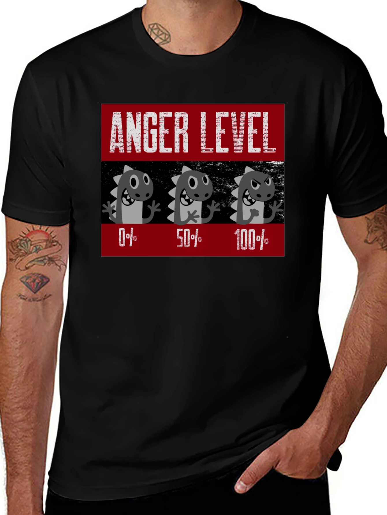 Anger Level T-Shirt Funny Dinosaur Mood Tee