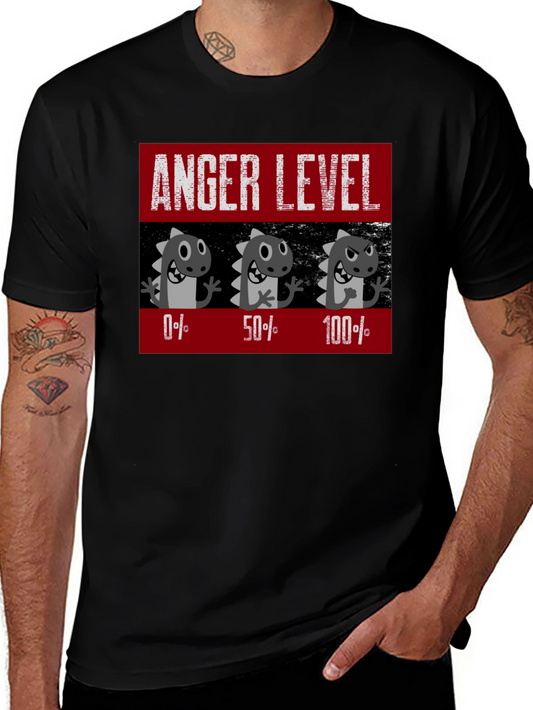Anger Level T-Shirt Funny Dinosaur Mood Tee