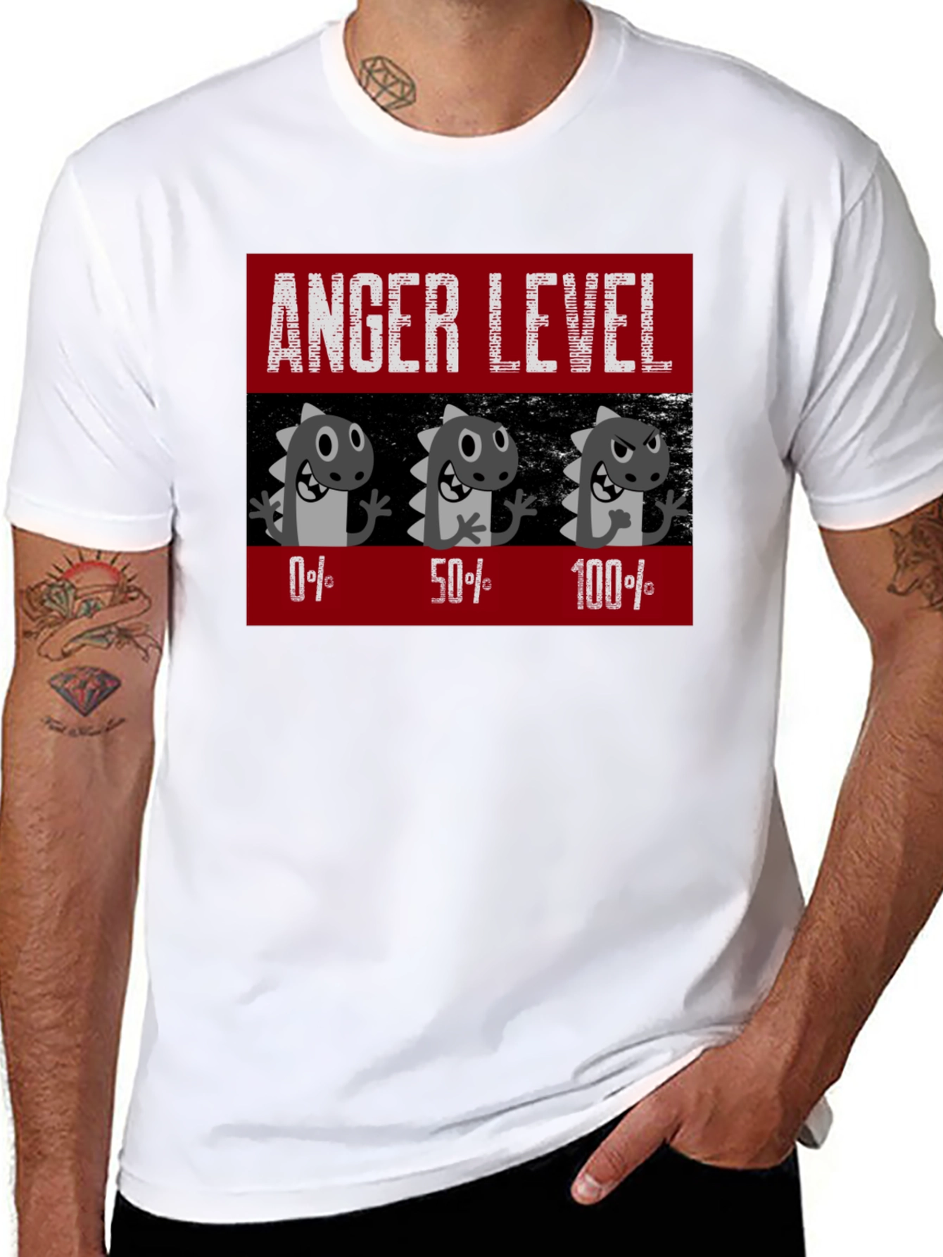 Anger Level T-Shirt Funny Dinosaur Mood Tee