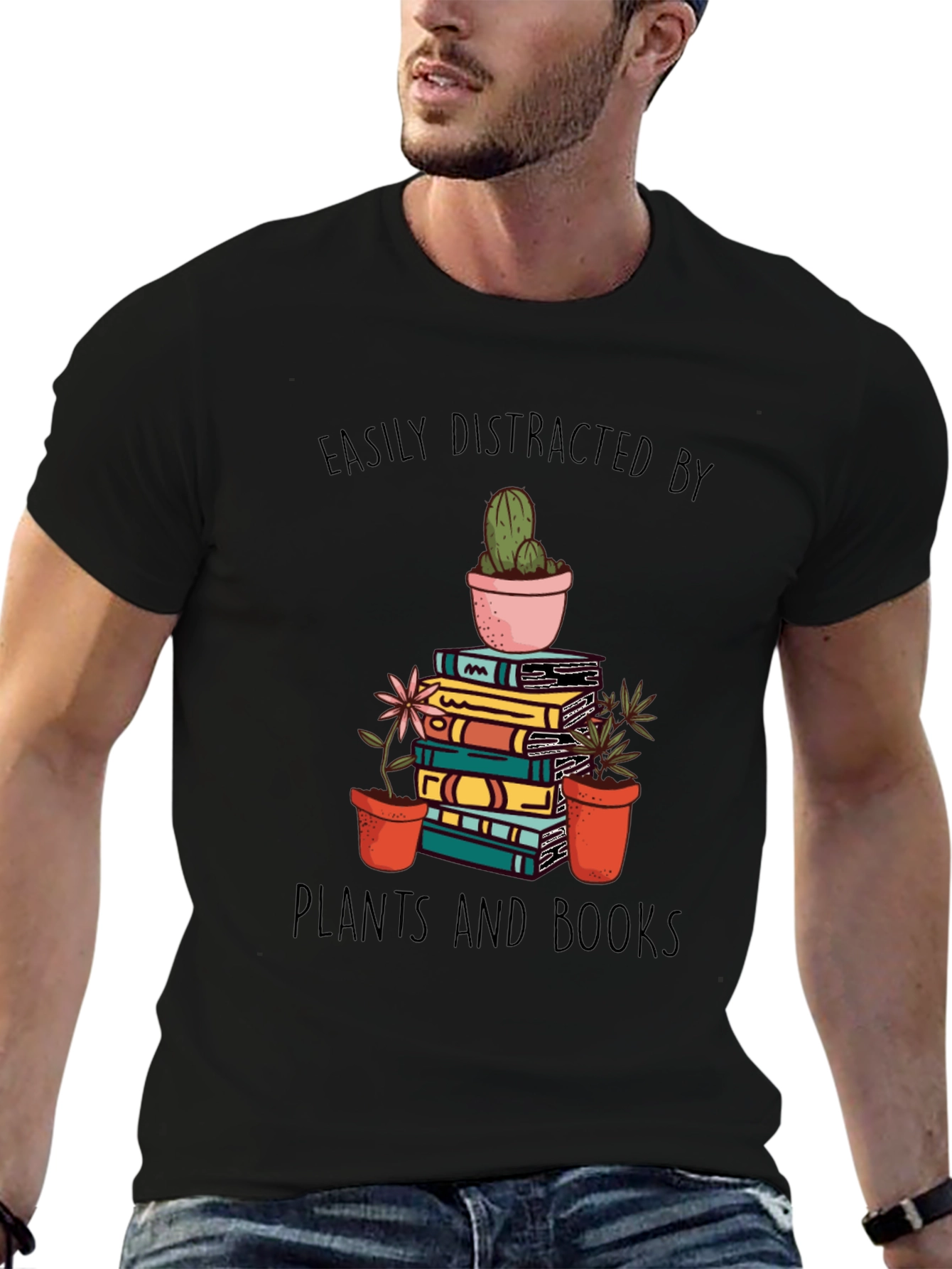 Easily Distracted by Plants and Books T-Shirt
