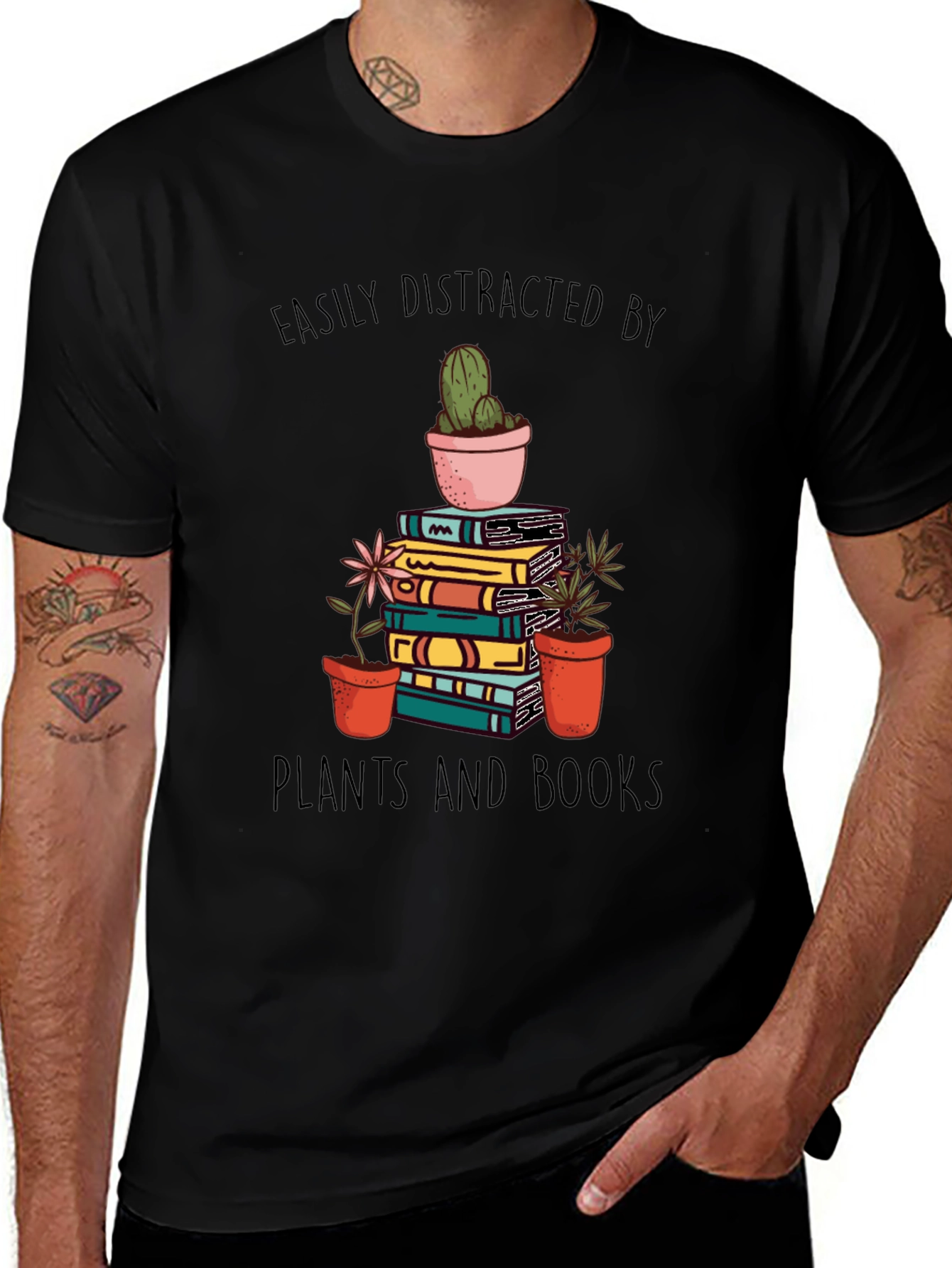 Easily Distracted by Plants and Books T-Shirt