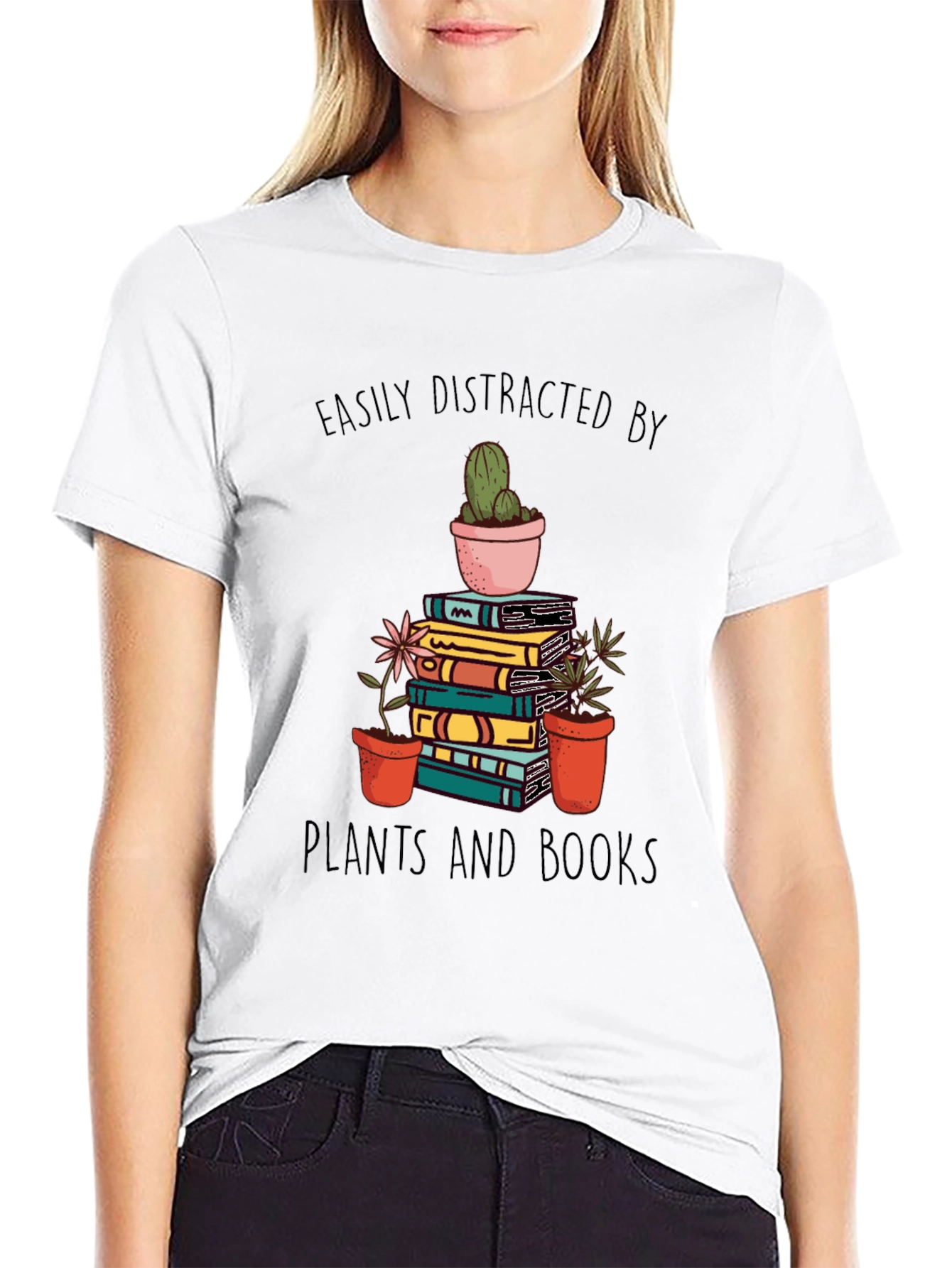 Easily Distracted by Plants and Books T-Shirt