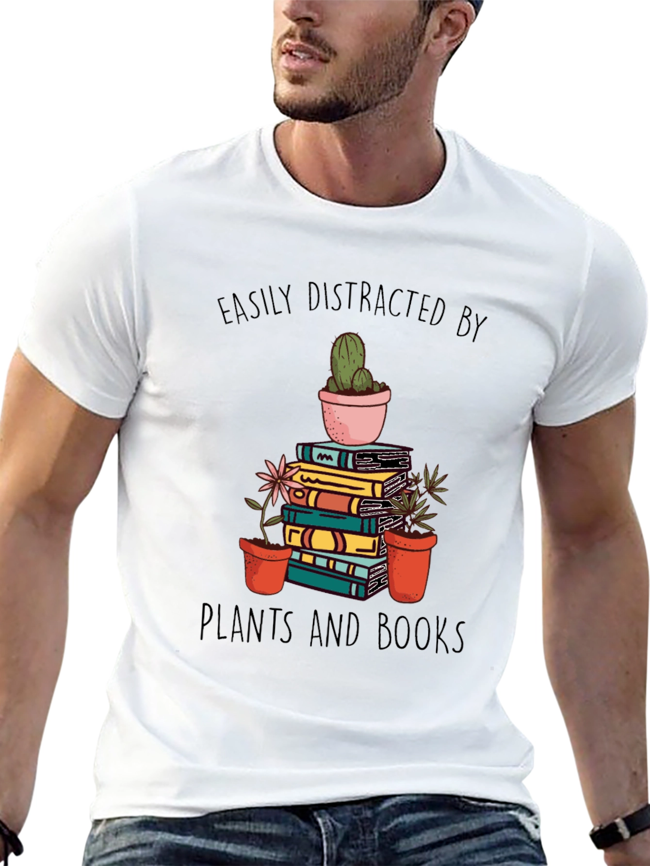 Easily Distracted by Plants and Books T-Shirt