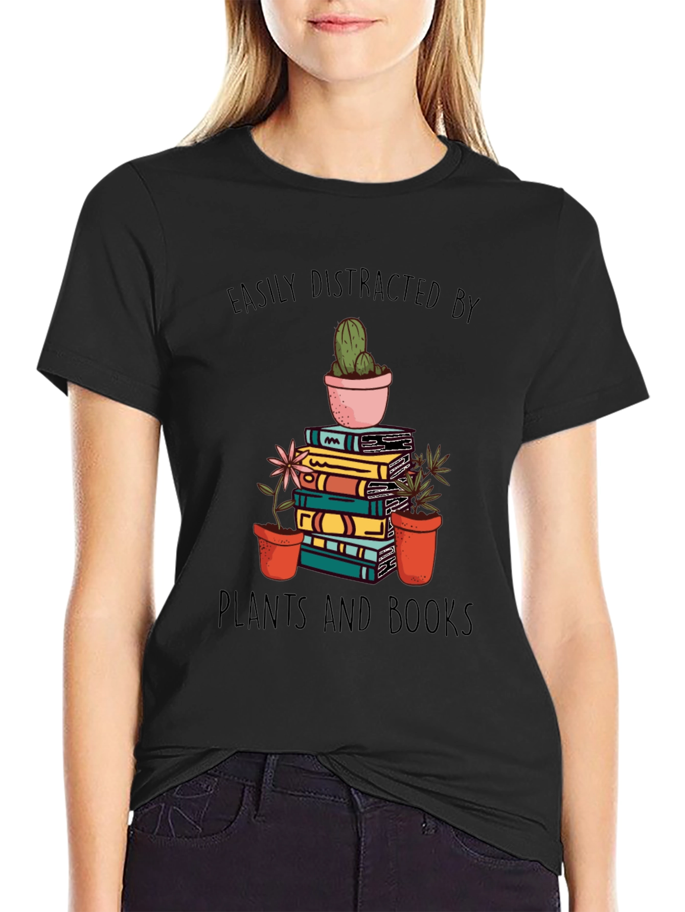 Easily Distracted by Plants and Books T-Shirt