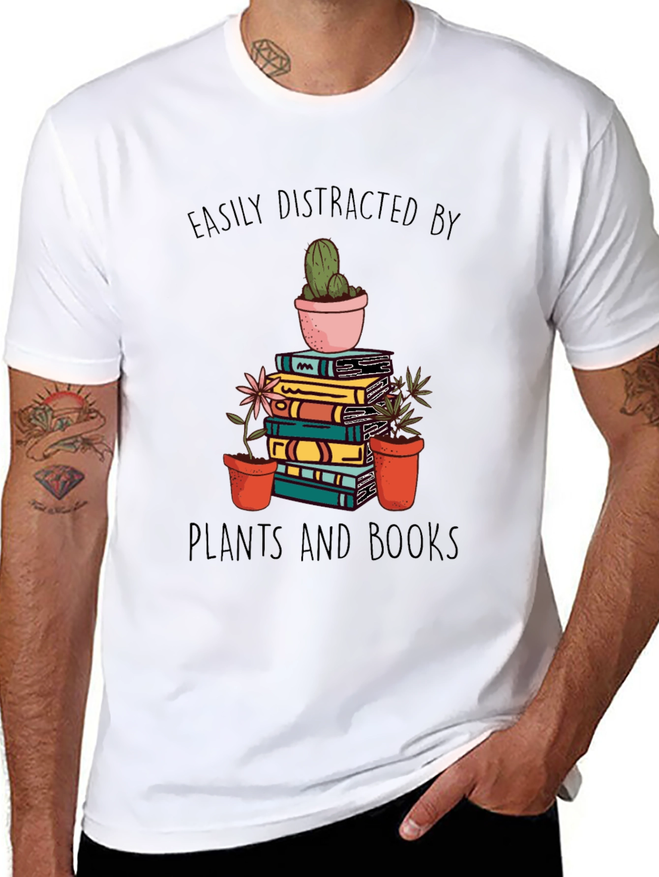 Easily Distracted by Plants and Books T-Shirt