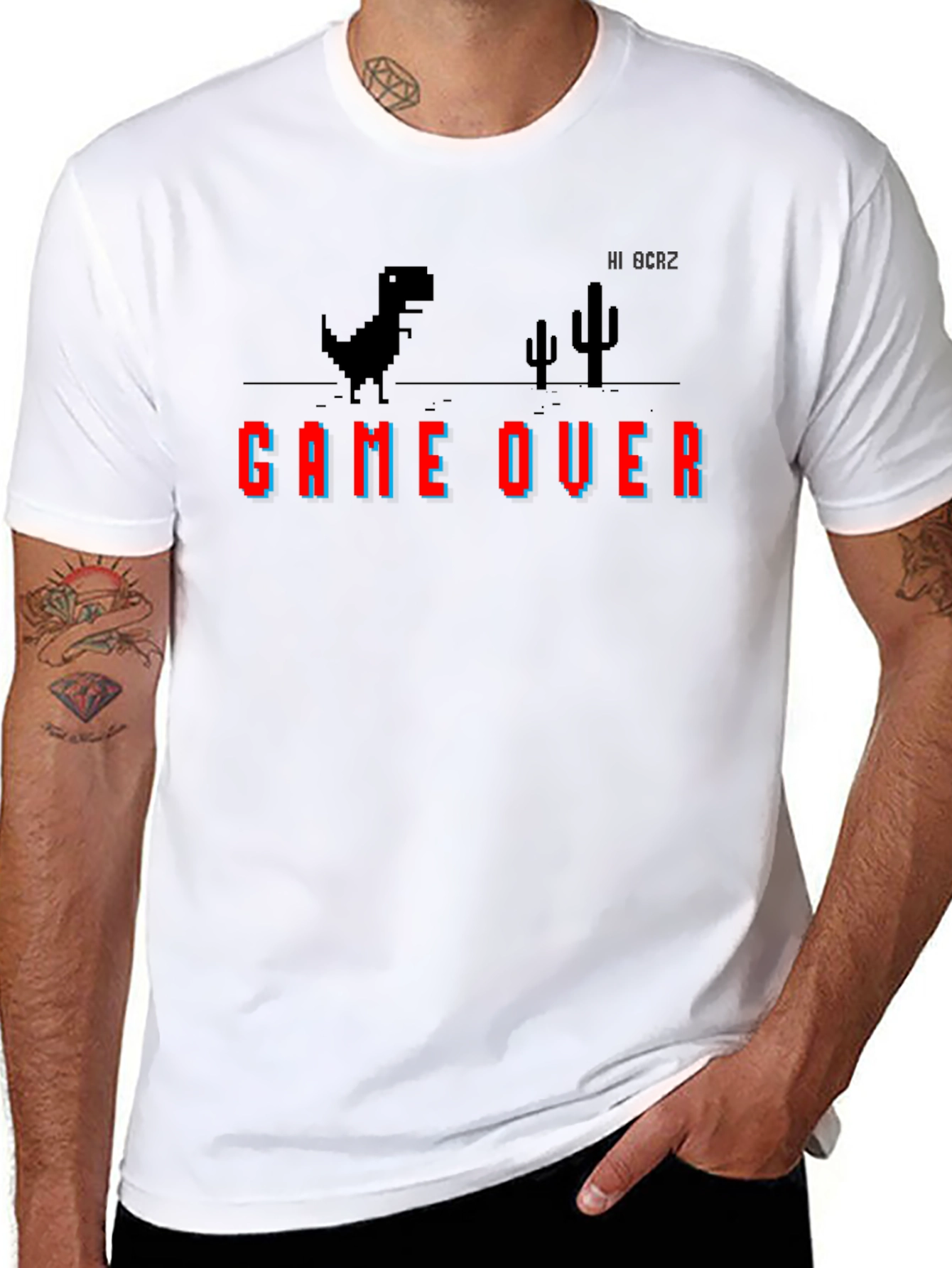 Game Over Dinosaur Pixel Art T-Shirt