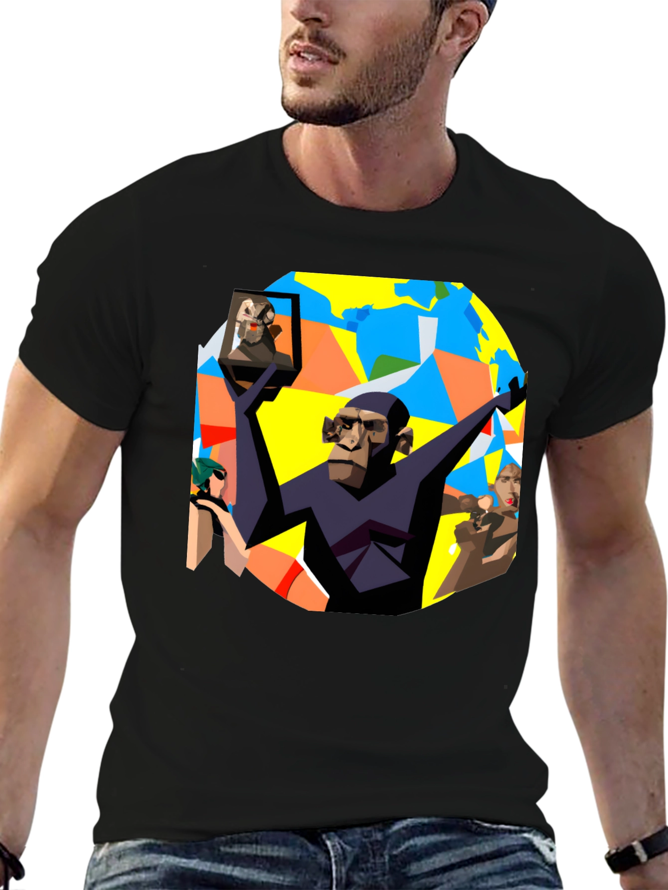 Abstract Ape Graphic Tee - Unique Design