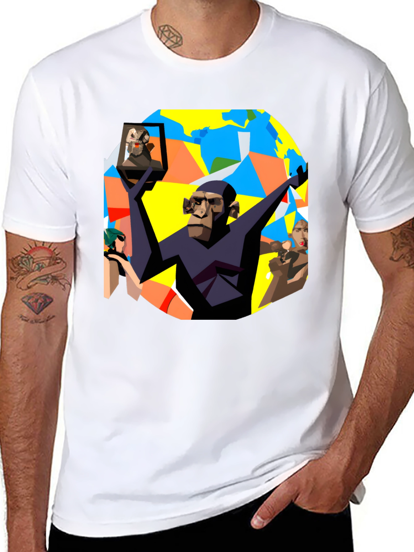 Abstract Ape Graphic Tee - Unique Design