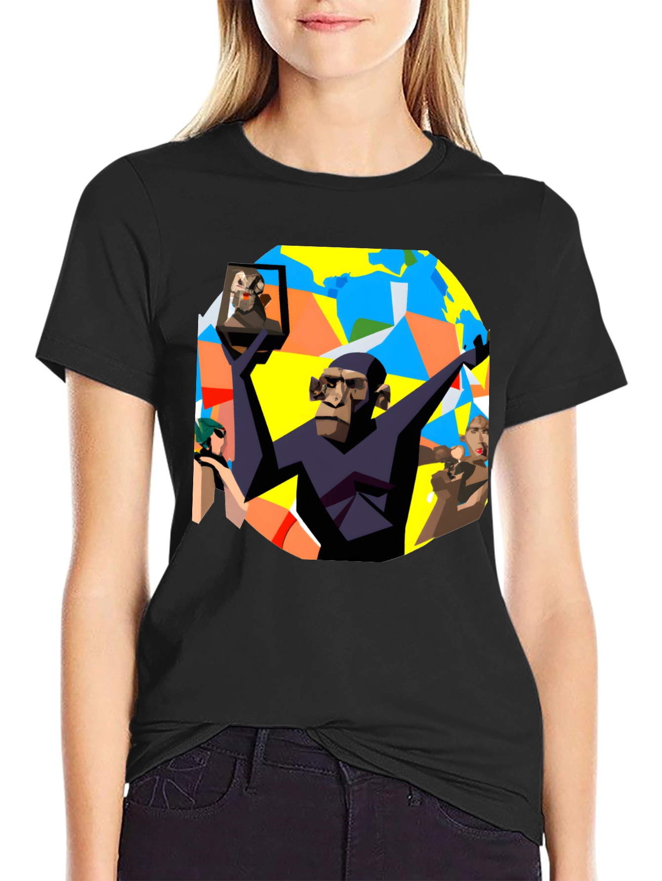Abstract Ape Graphic Tee - Unique Design