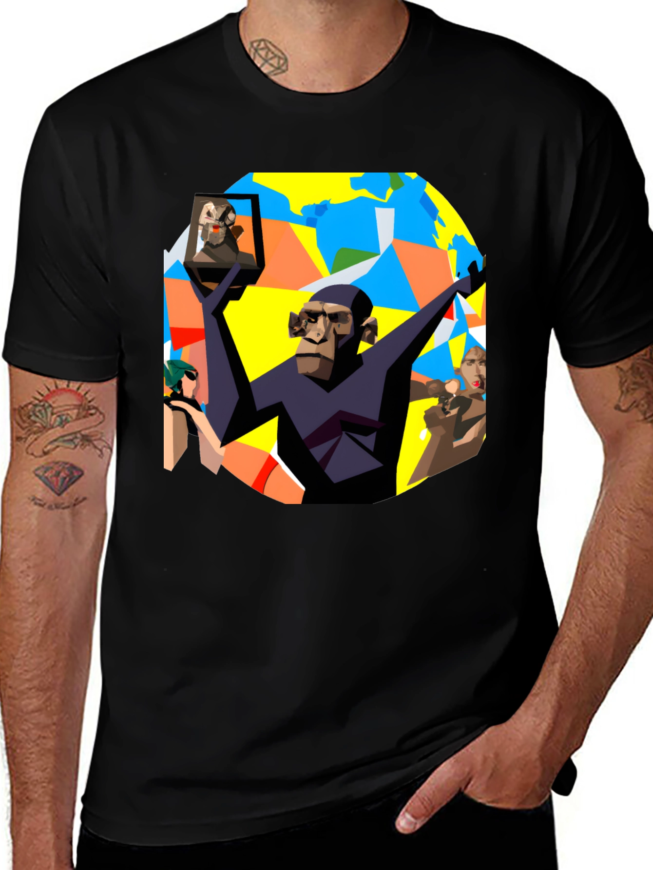 Abstract Ape Graphic Tee - Unique Design