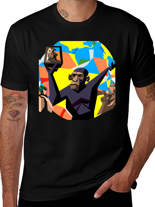 Abstract Ape Graphic Tee - Unique Design