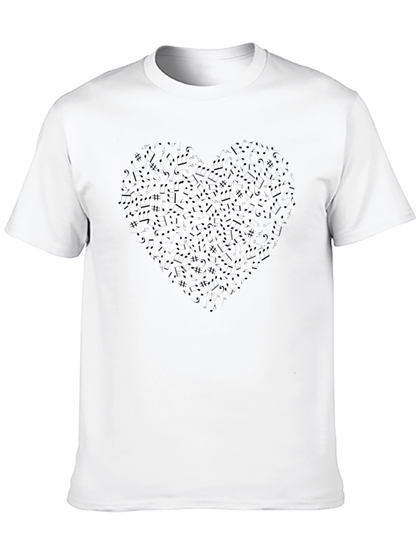Musical Heart Graphic Tee - Black Crew Neck T-Shirt